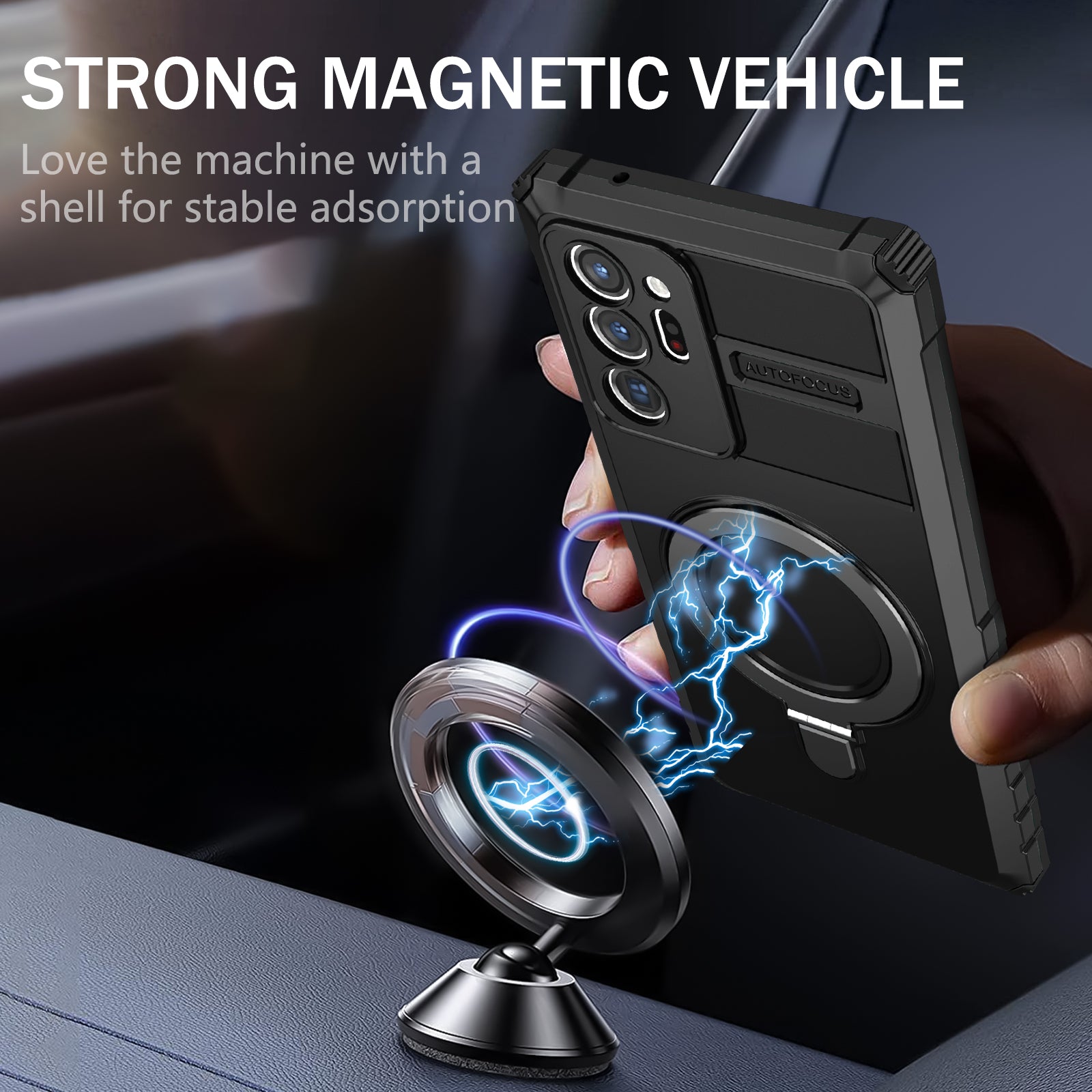 For Samsung Galaxy Note20 Ultra / Note20 Ultra 5G Case PC+TPU Kickstand Magnetic Phone Cover