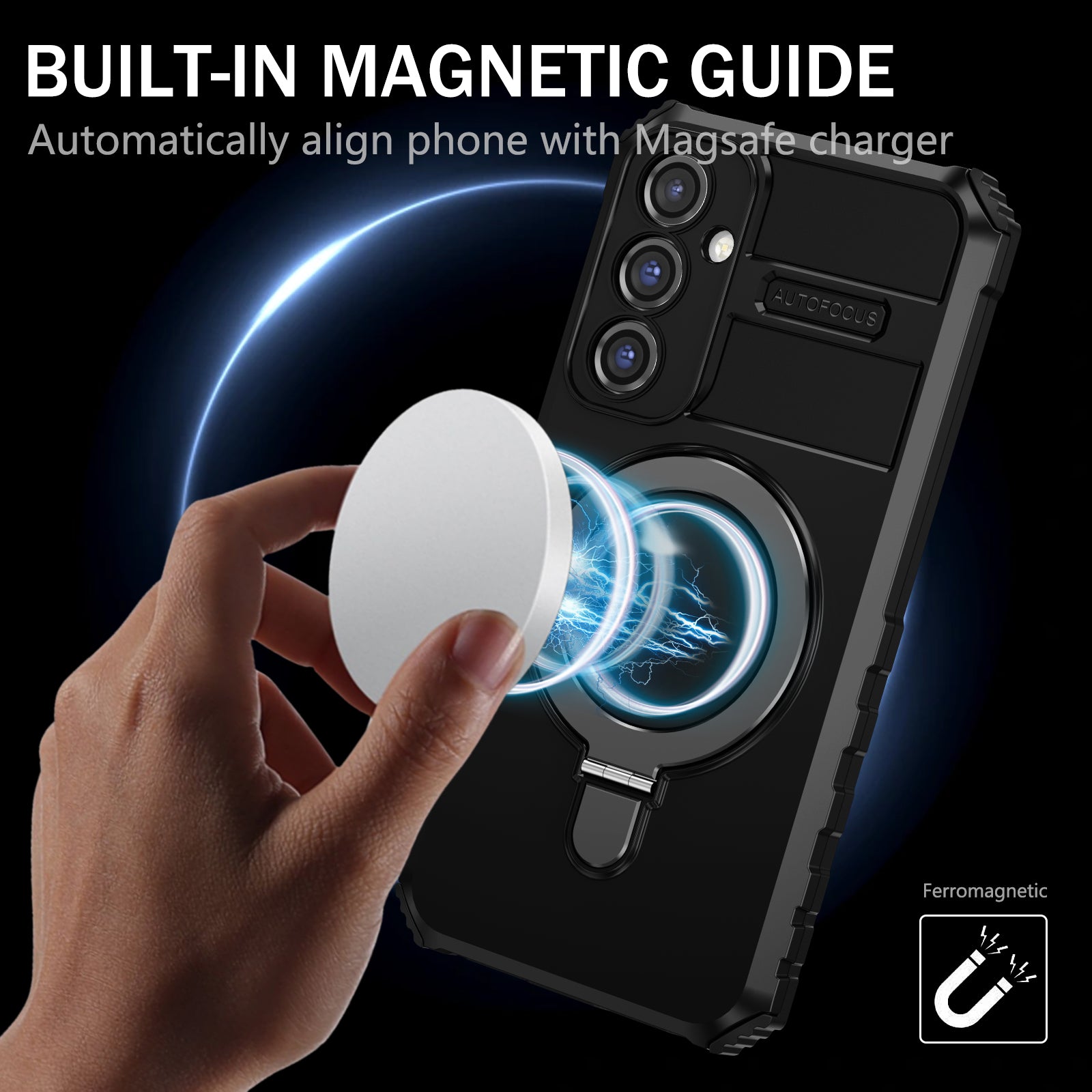 For Samsung Galaxy S23 FE PC+TPU Case Shockproof Kickstand Phone Cover Compatible with MagSafe