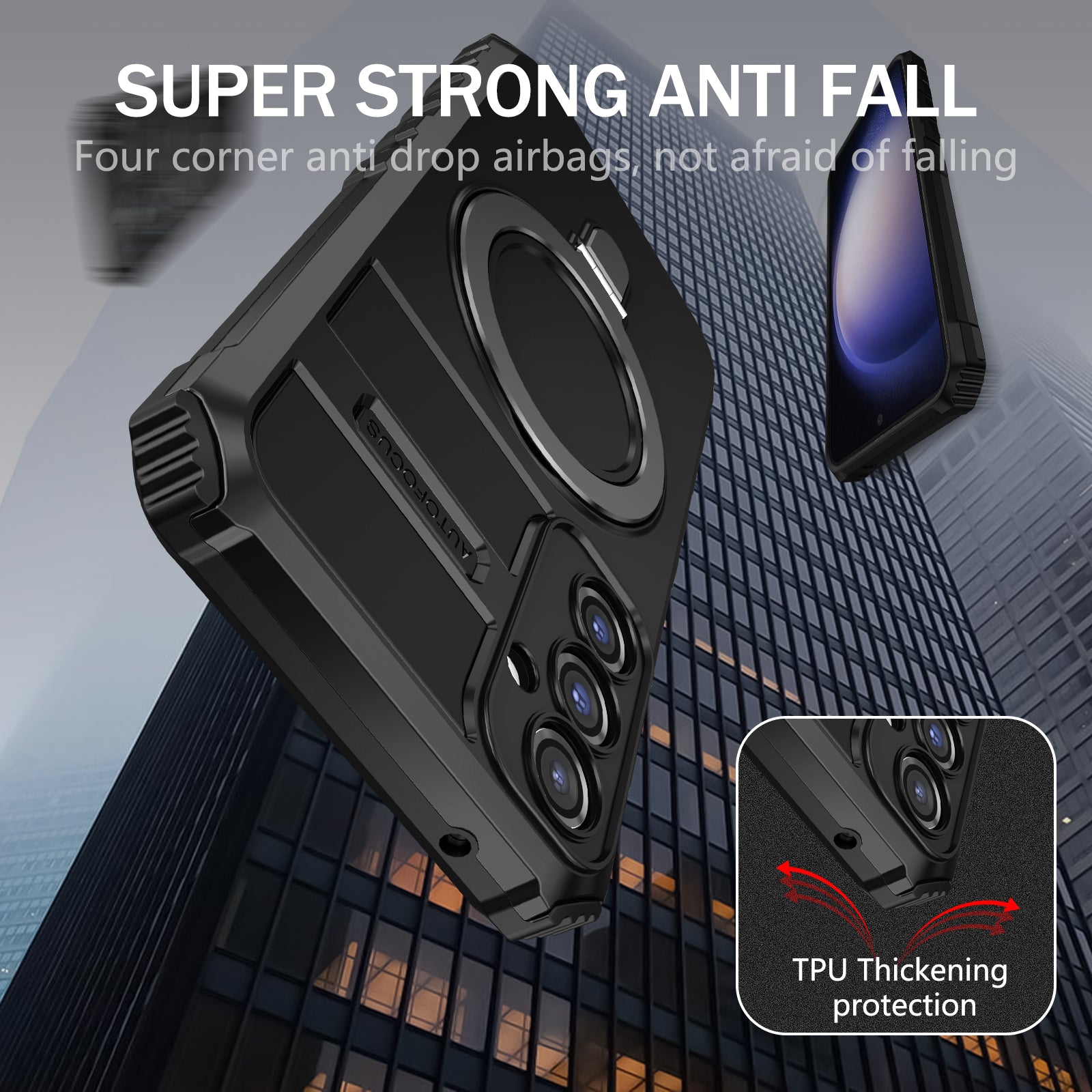 For Samsung Galaxy S23 FE PC+TPU Case Shockproof Kickstand Phone Cover Compatible with MagSafe