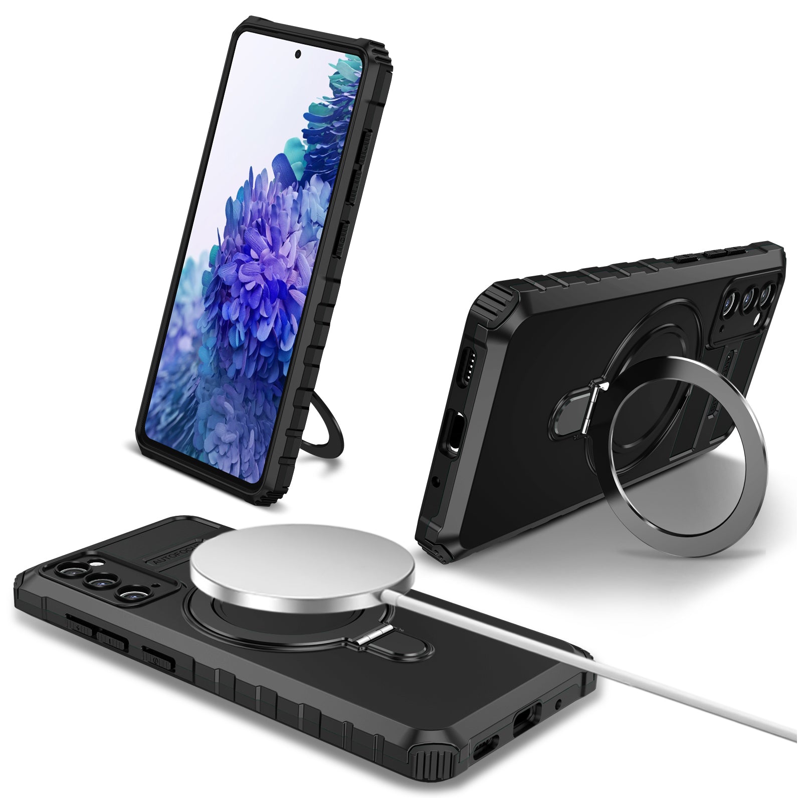 For Samsung Galaxy S20 FE 5G / S20 FE / S20 FE 2022 / S20 Lite Case PC+TPU Magnetic Kickstand Phone Cover