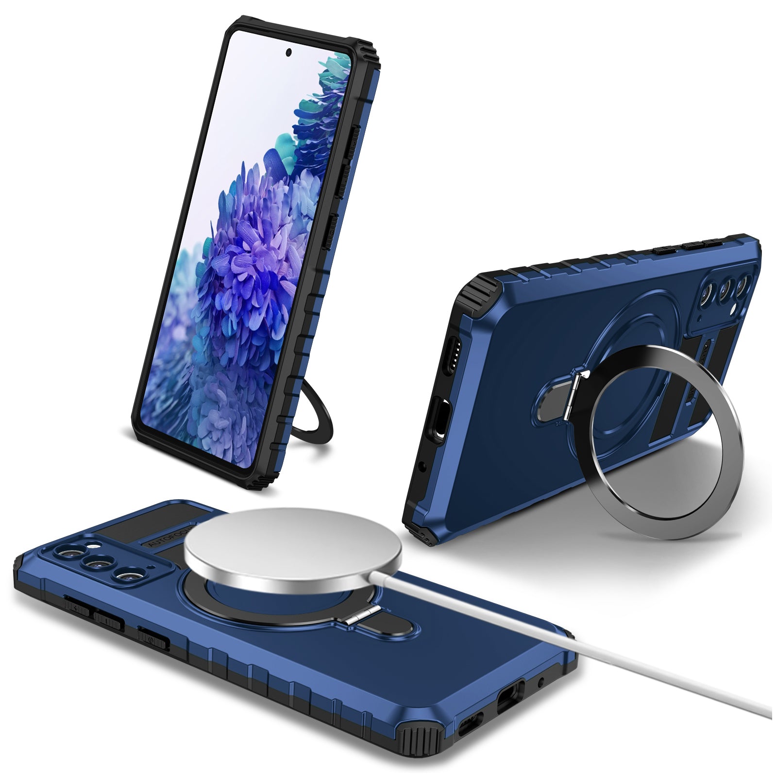 For Samsung Galaxy S20 FE 5G / S20 FE / S20 FE 2022 / S20 Lite Case PC+TPU Magnetic Kickstand Phone Cover