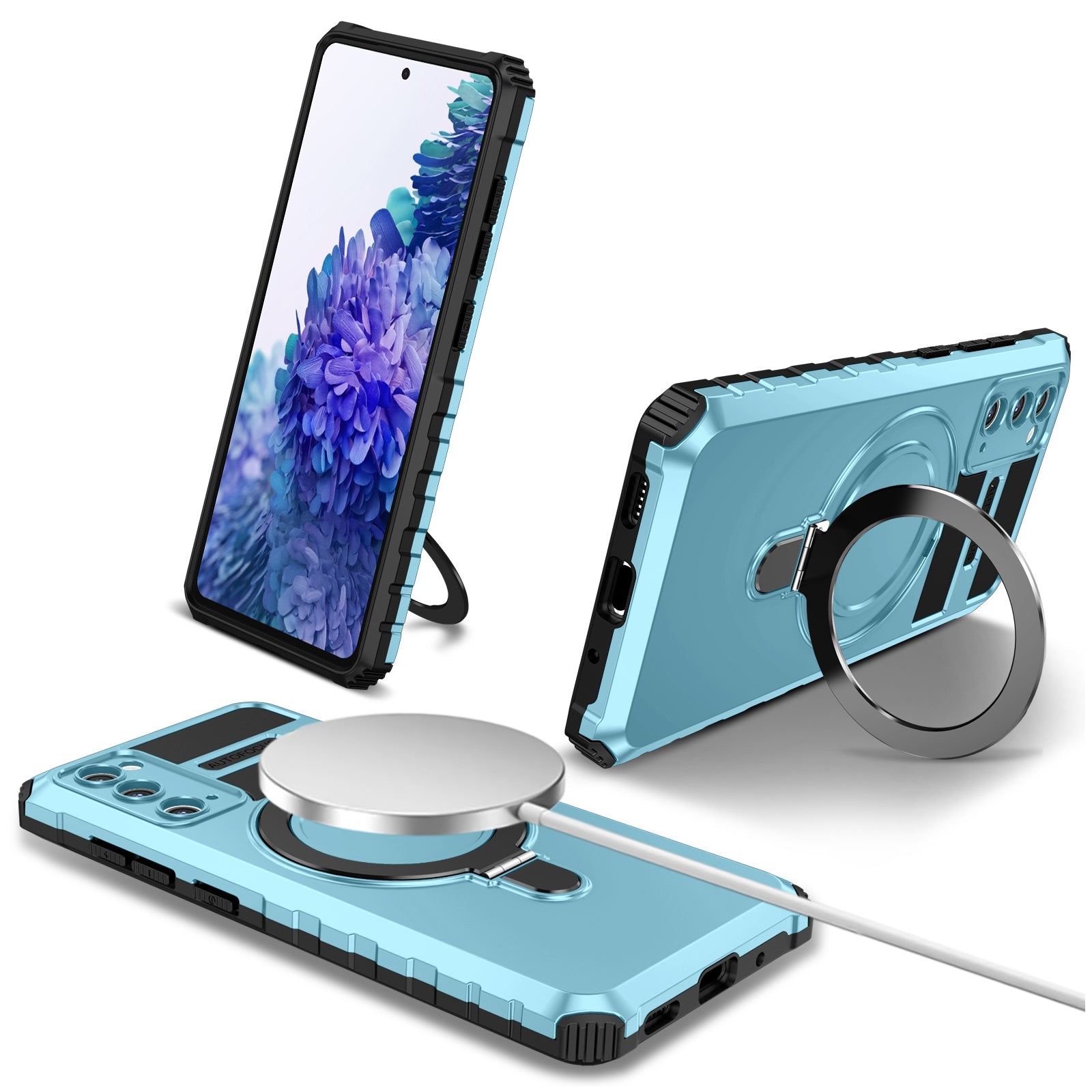 For Samsung Galaxy S20 FE 5G / S20 FE / S20 FE 2022 / S20 Lite Case PC+TPU Magnetic Kickstand Phone Cover