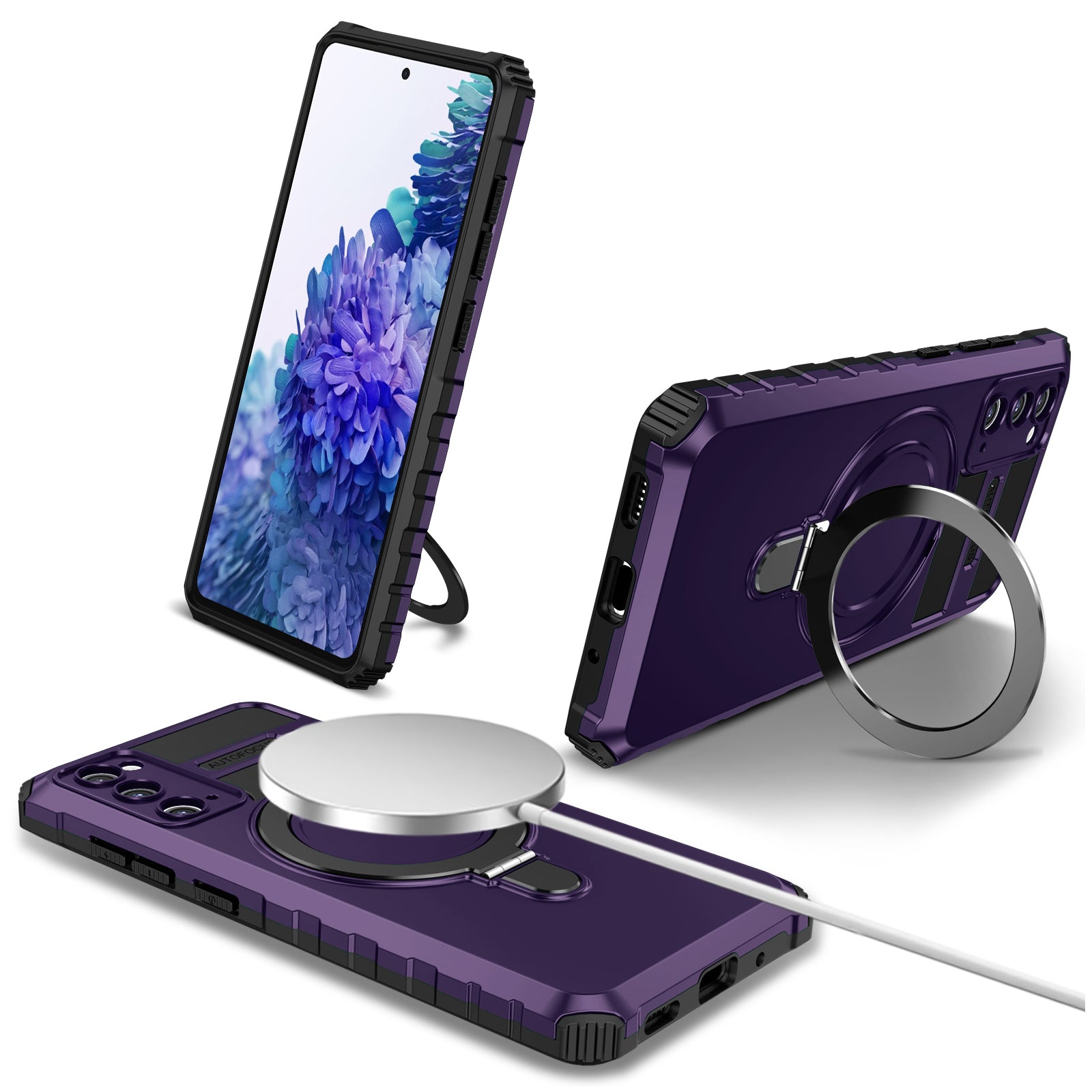 For Samsung Galaxy S20 FE 5G / S20 FE / S20 FE 2022 / S20 Lite Case PC+TPU Magnetic Kickstand Phone Cover