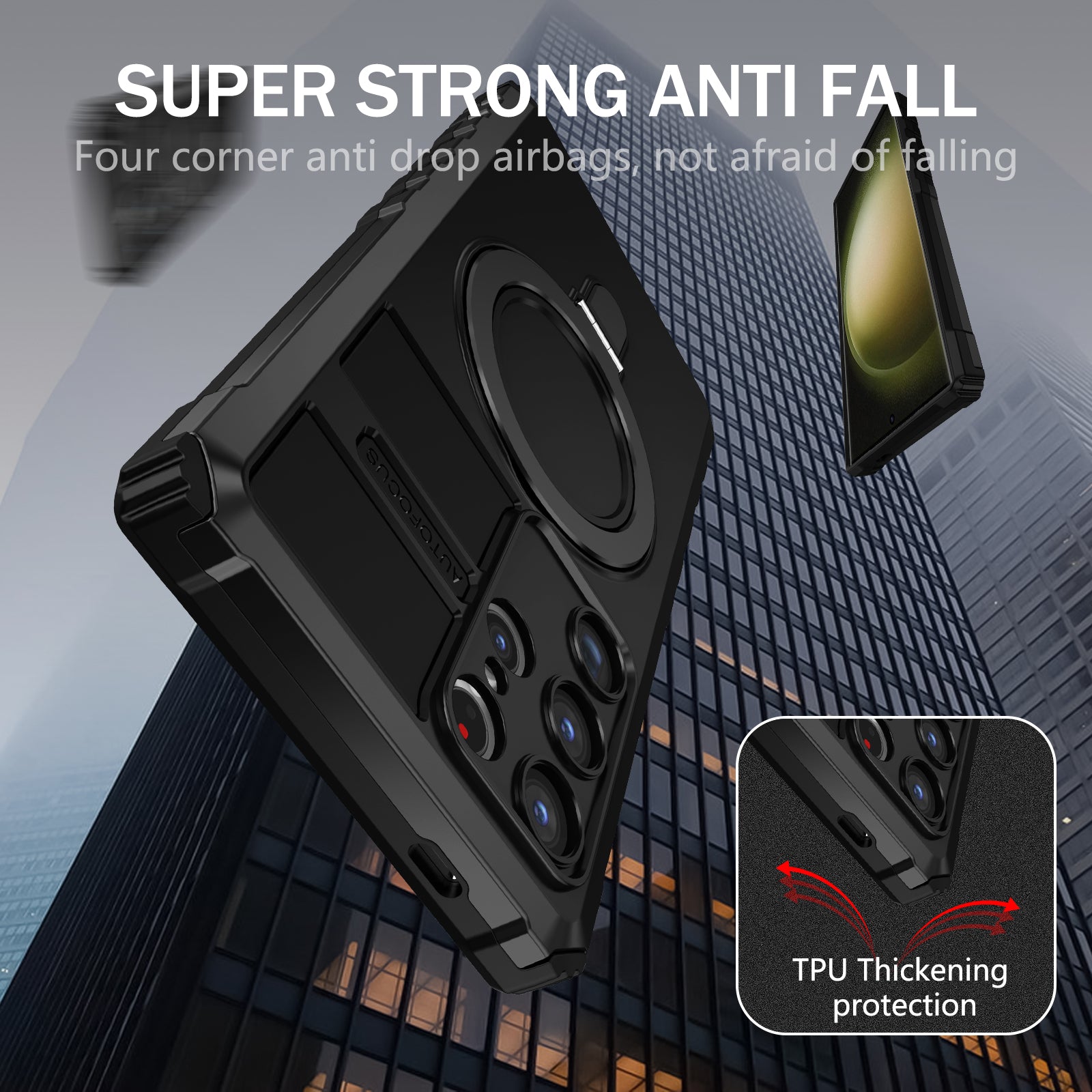For Samsung Galaxy S24 Ultra Magnetic Kickstand Cover PC+TPU Phone Case Compatible with MagSafe