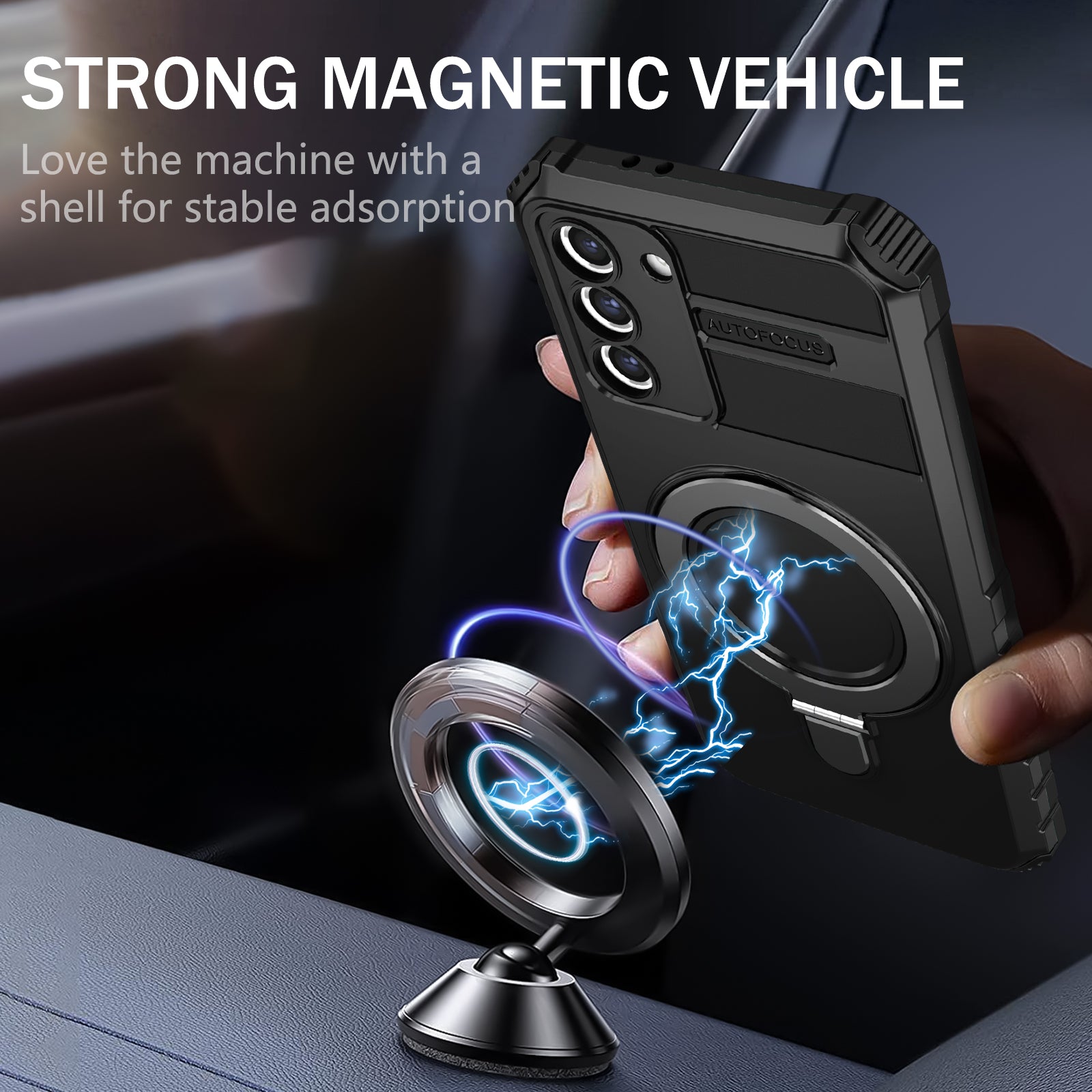 For Samsung Galaxy S21+ 5G Shockproof Case Kickstand PC+TPU Phone Cover Compatible with MagSafe