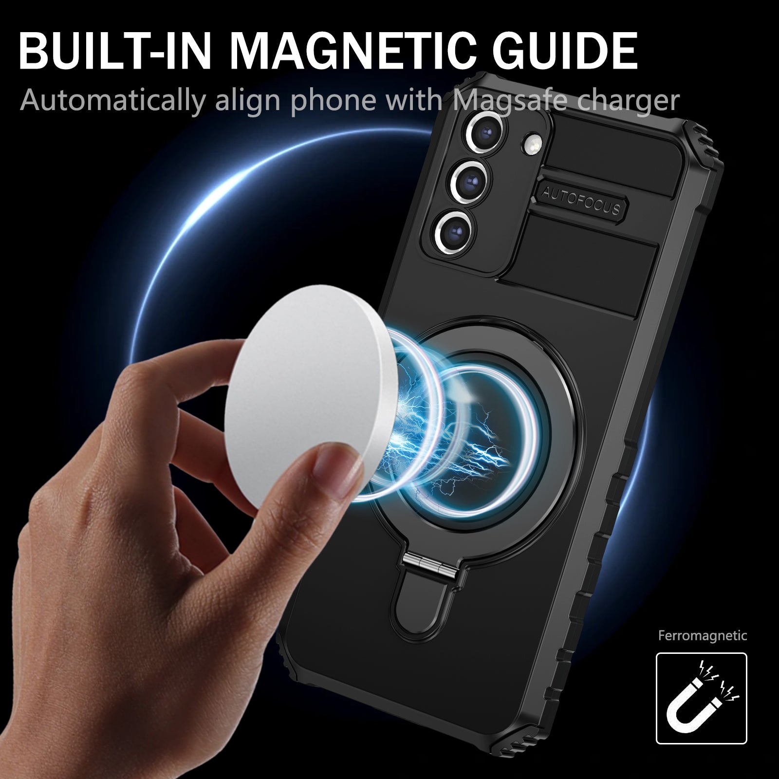 For Samsung Galaxy S21+ 5G Shockproof Case Kickstand PC+TPU Phone Cover Compatible with MagSafe