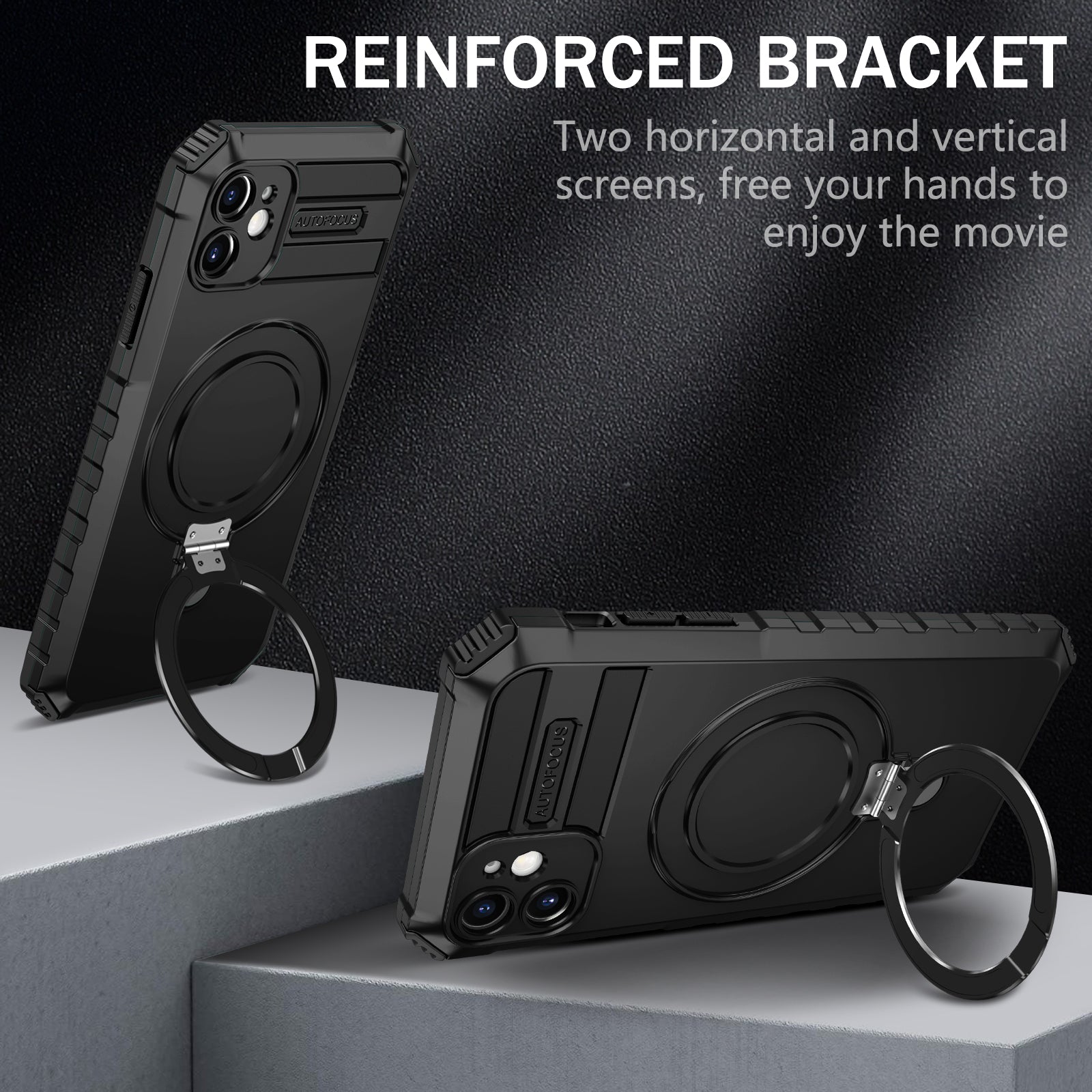 For iPhone 11 Case Kickstand PC+TPU Phone Cover Compatible with MagSafe