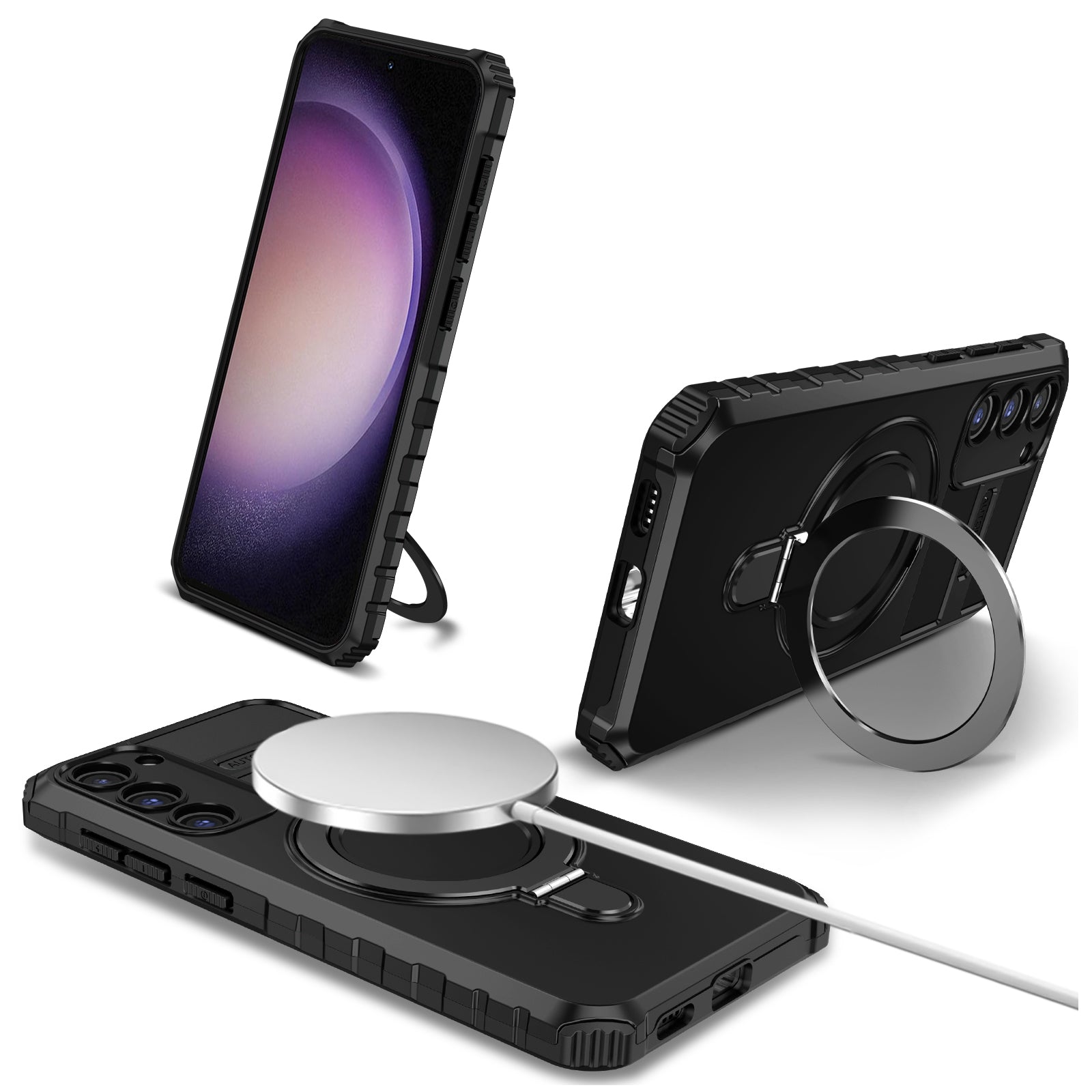 For Samsung Galaxy S23 Case Compatible with MagSafe Kickstand PC+TPU Phone Cover