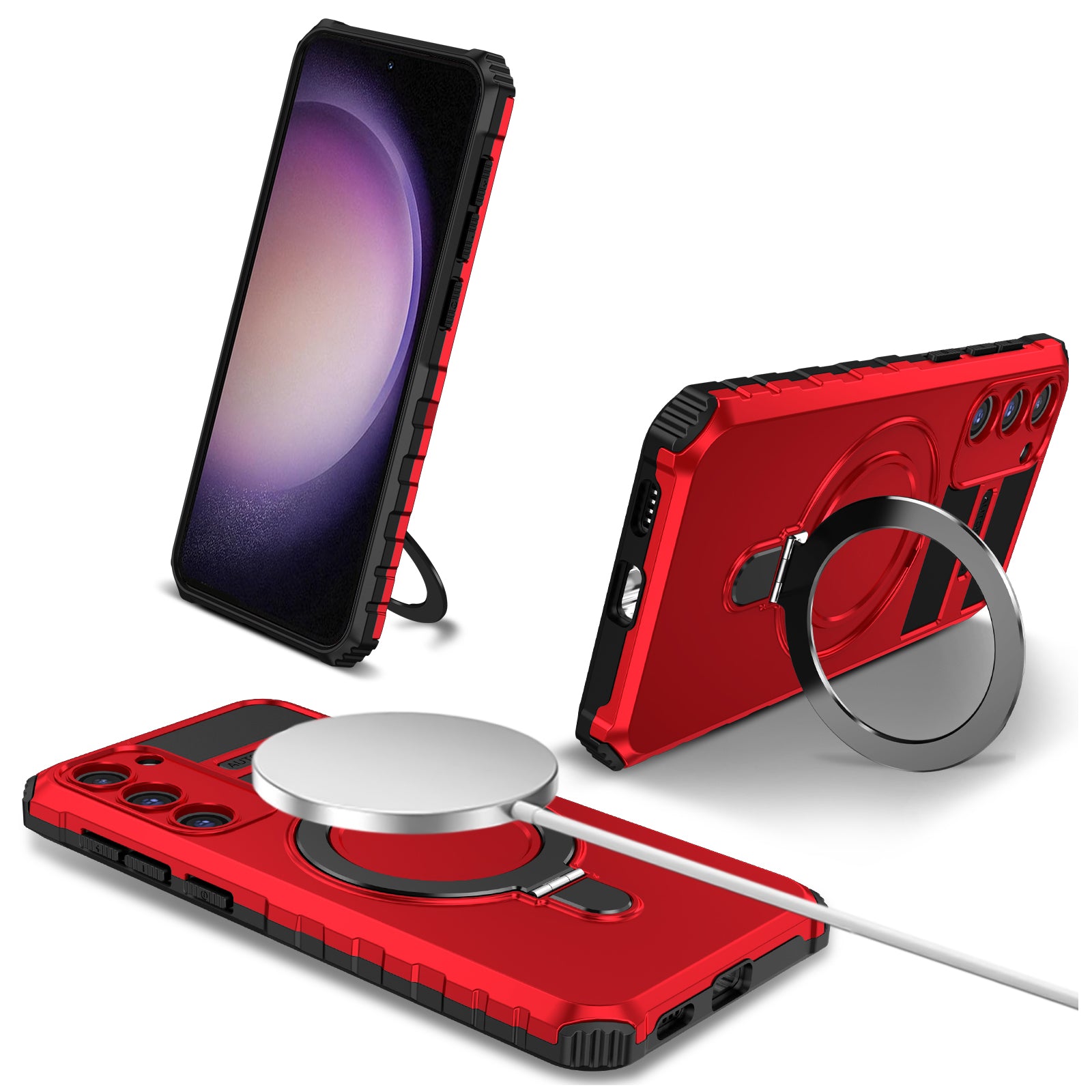 For Samsung Galaxy S23 Case Compatible with MagSafe Kickstand PC+TPU Phone Cover