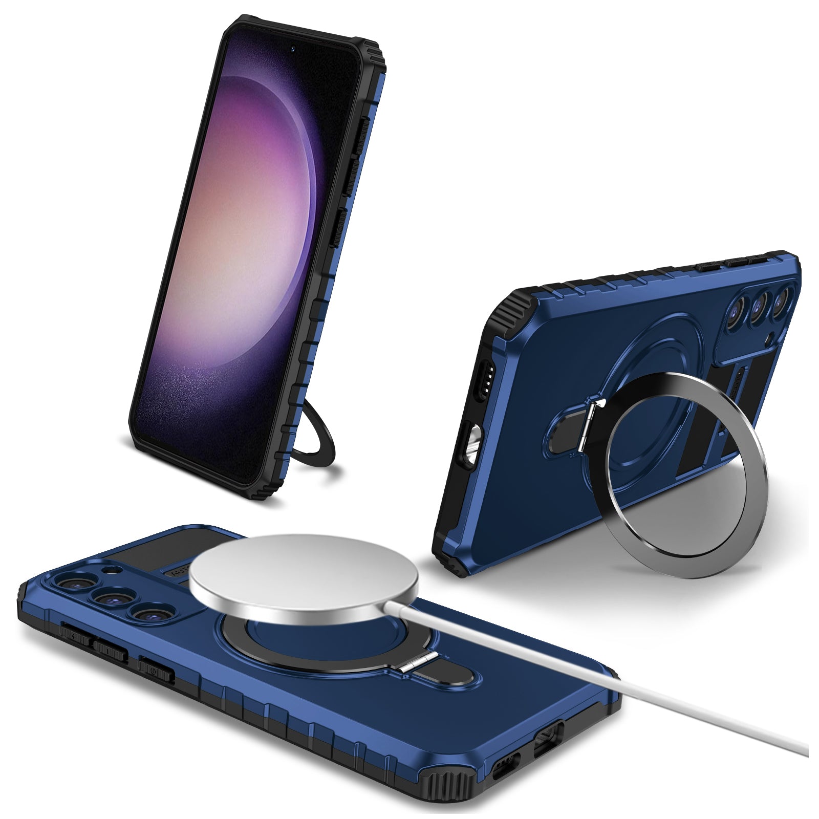 For Samsung Galaxy S23 Case Compatible with MagSafe Kickstand PC+TPU Phone Cover