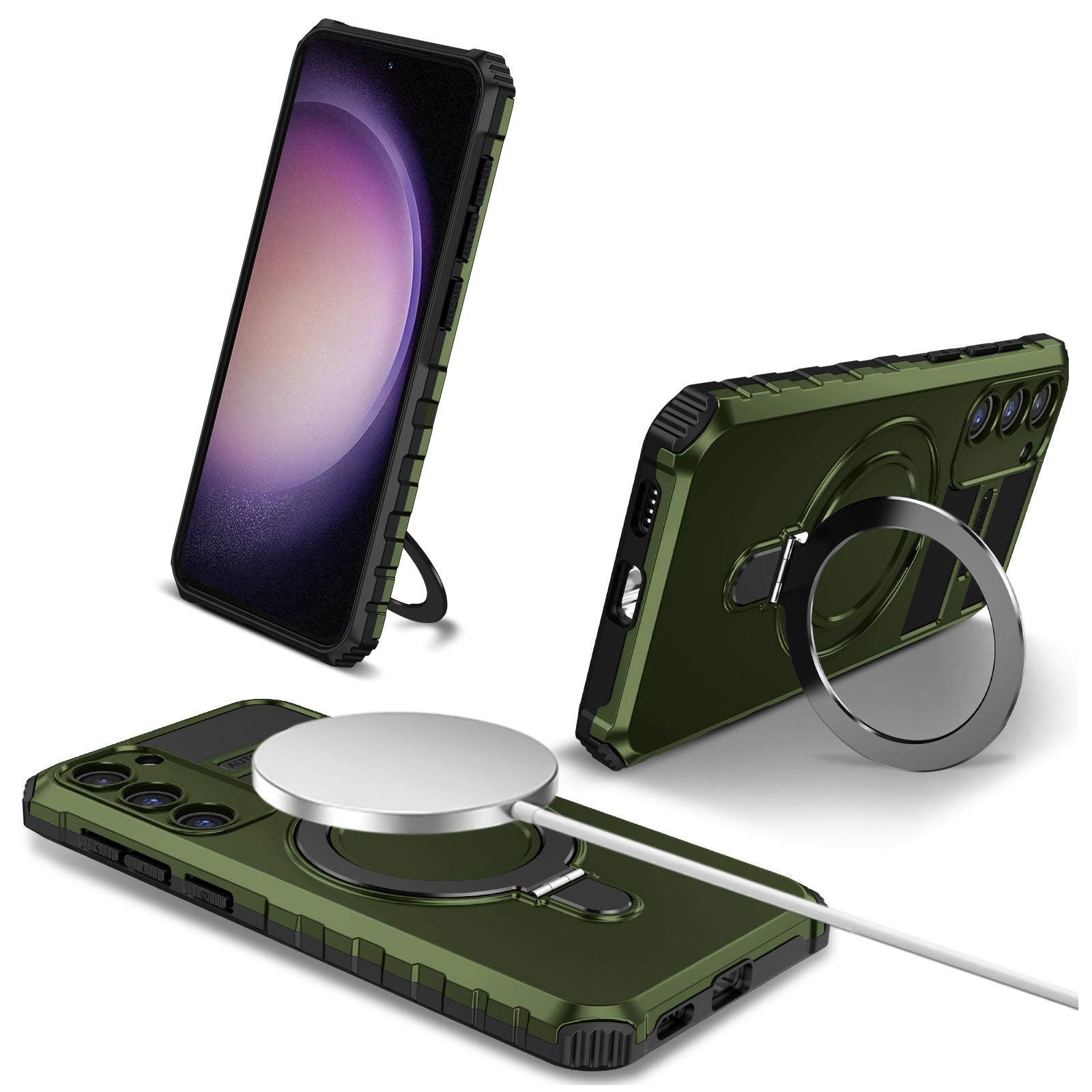 For Samsung Galaxy S23 Case Compatible with MagSafe Kickstand PC+TPU Phone Cover