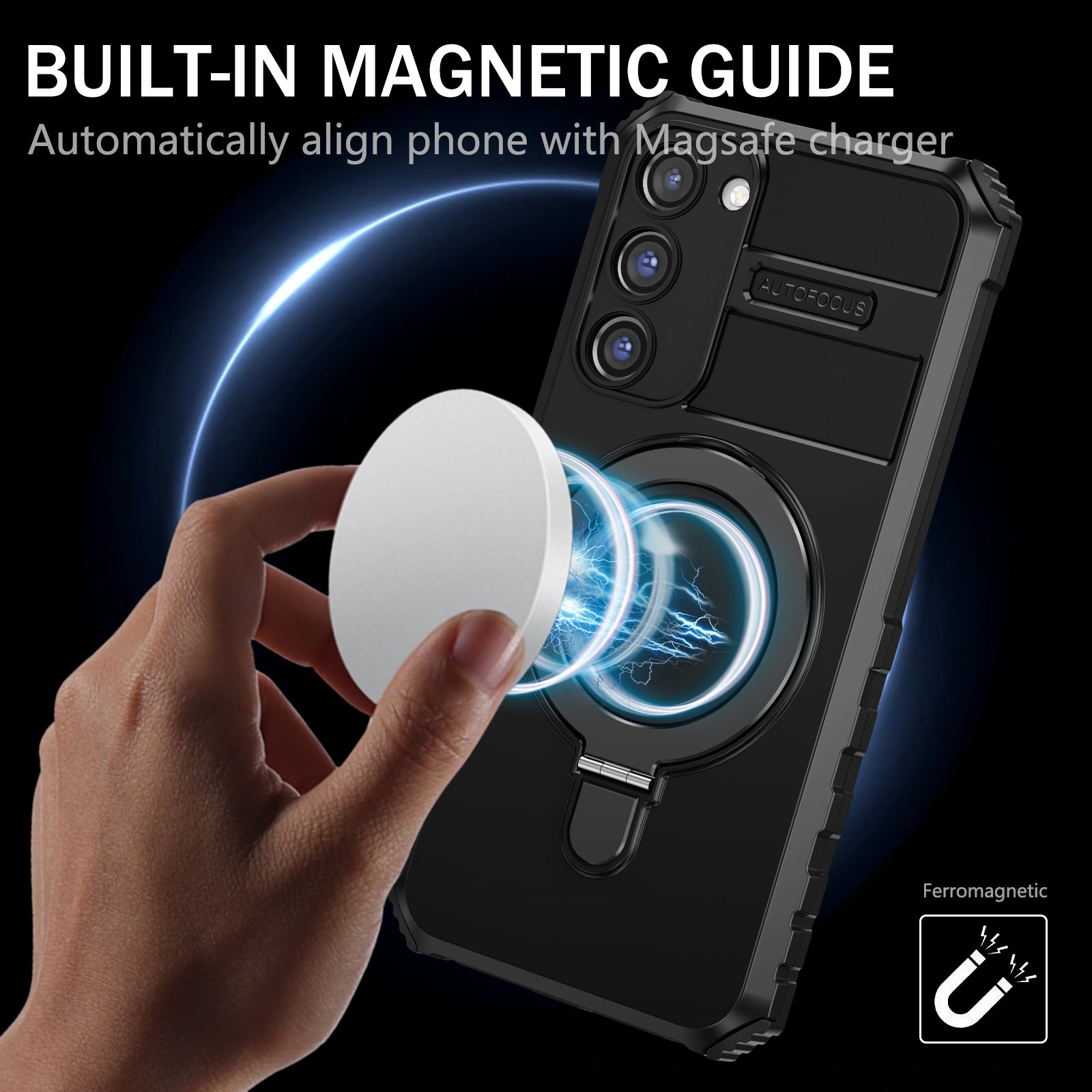 For Samsung Galaxy S23+ Case PC+TPU Kickstand Phone Cover Compatible with MagSafe