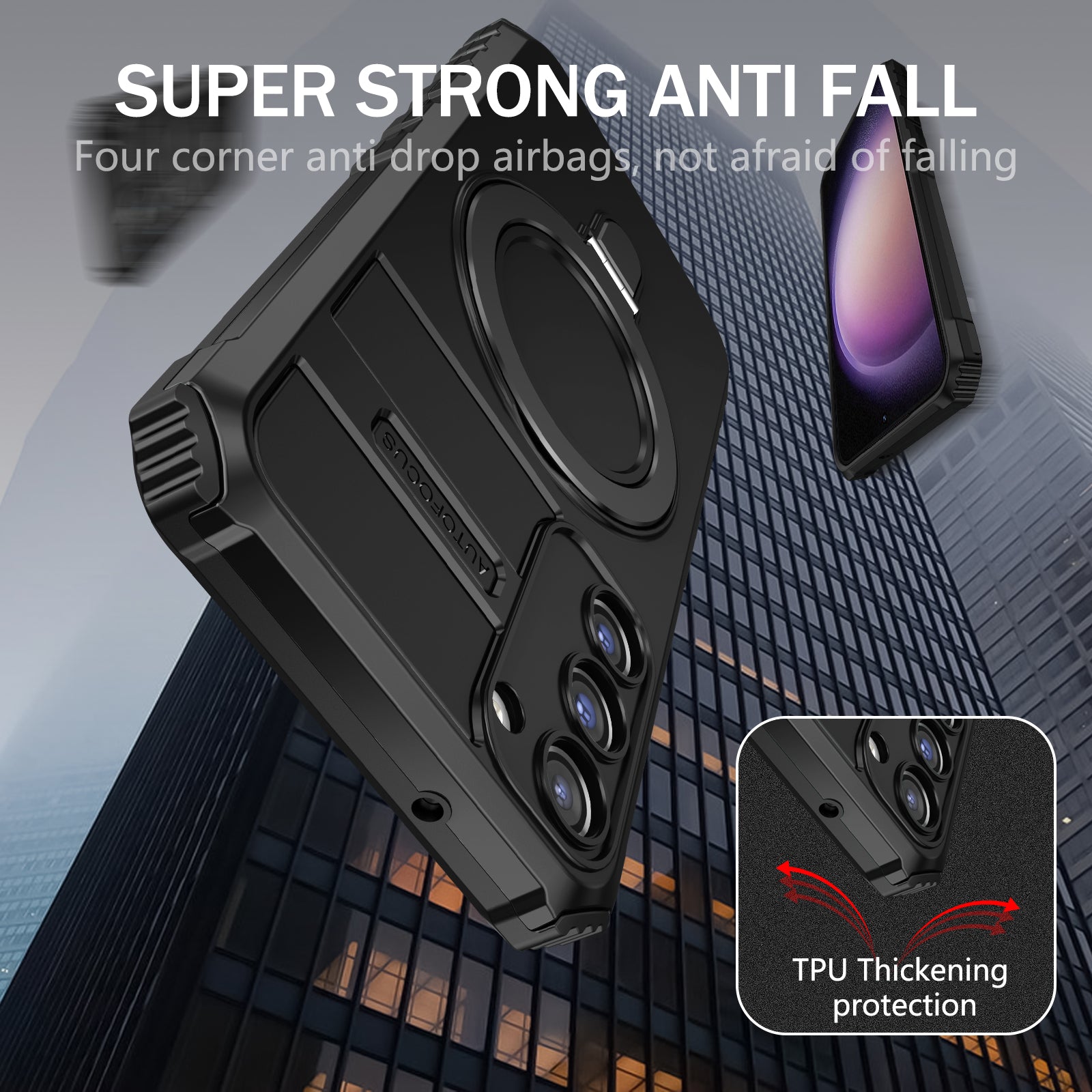 For Samsung Galaxy S23+ Case PC+TPU Kickstand Phone Cover Compatible with MagSafe