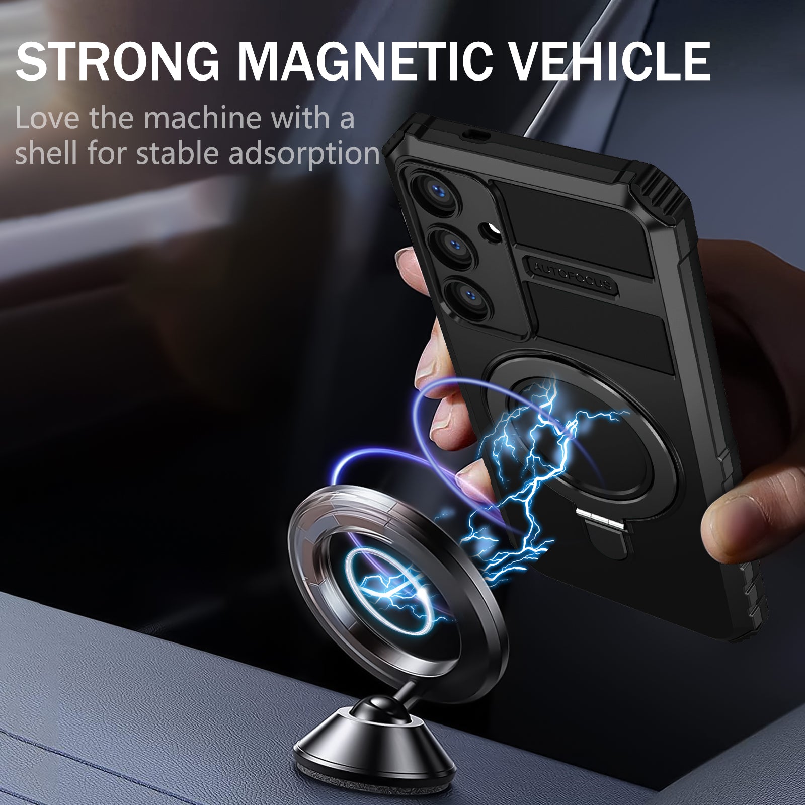 For Samsung Galaxy S24 Shockproof Case PC+TPU Kickstand Phone Case Compatible with MagSafe
