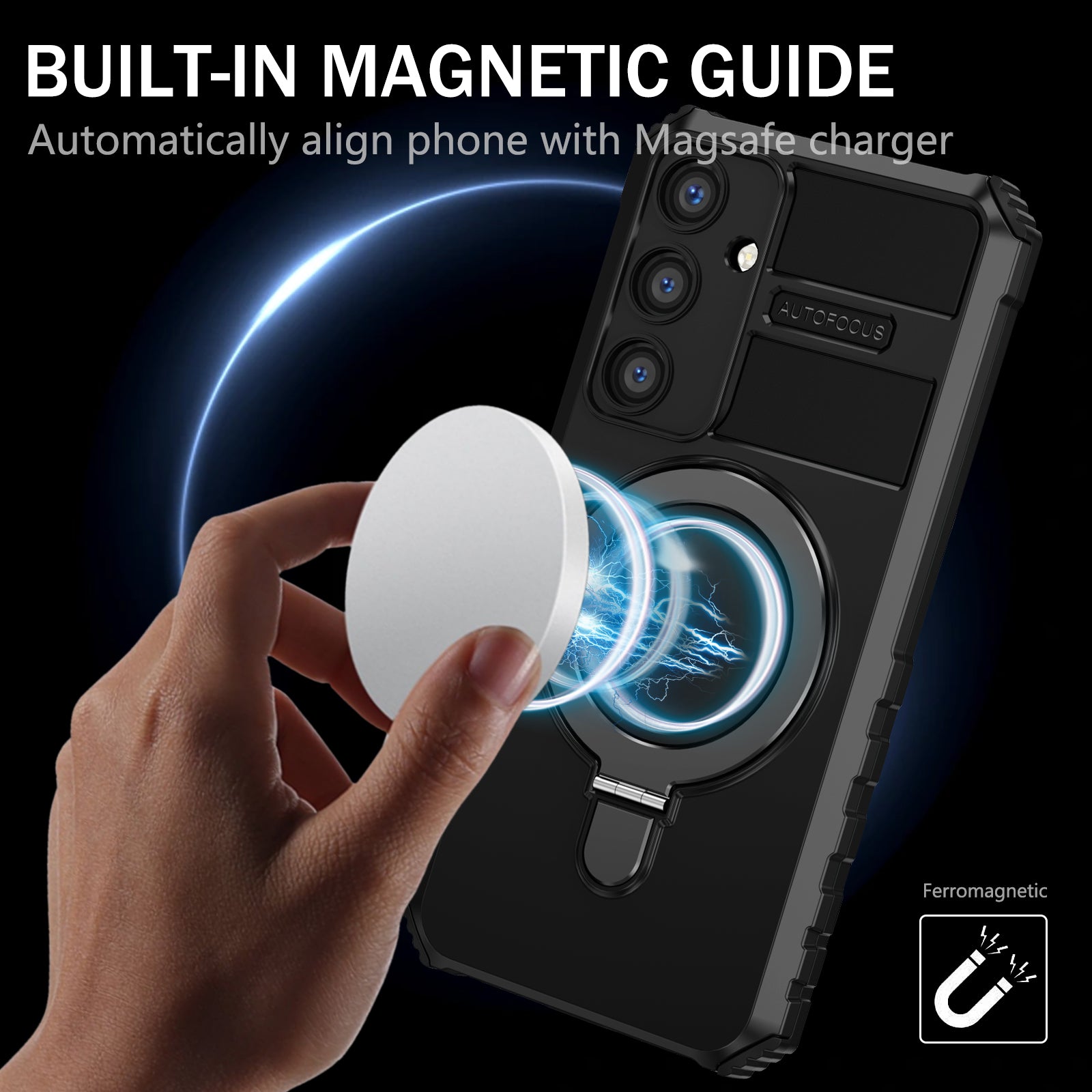 For Samsung Galaxy S24 Shockproof Case PC+TPU Kickstand Phone Case Compatible with MagSafe