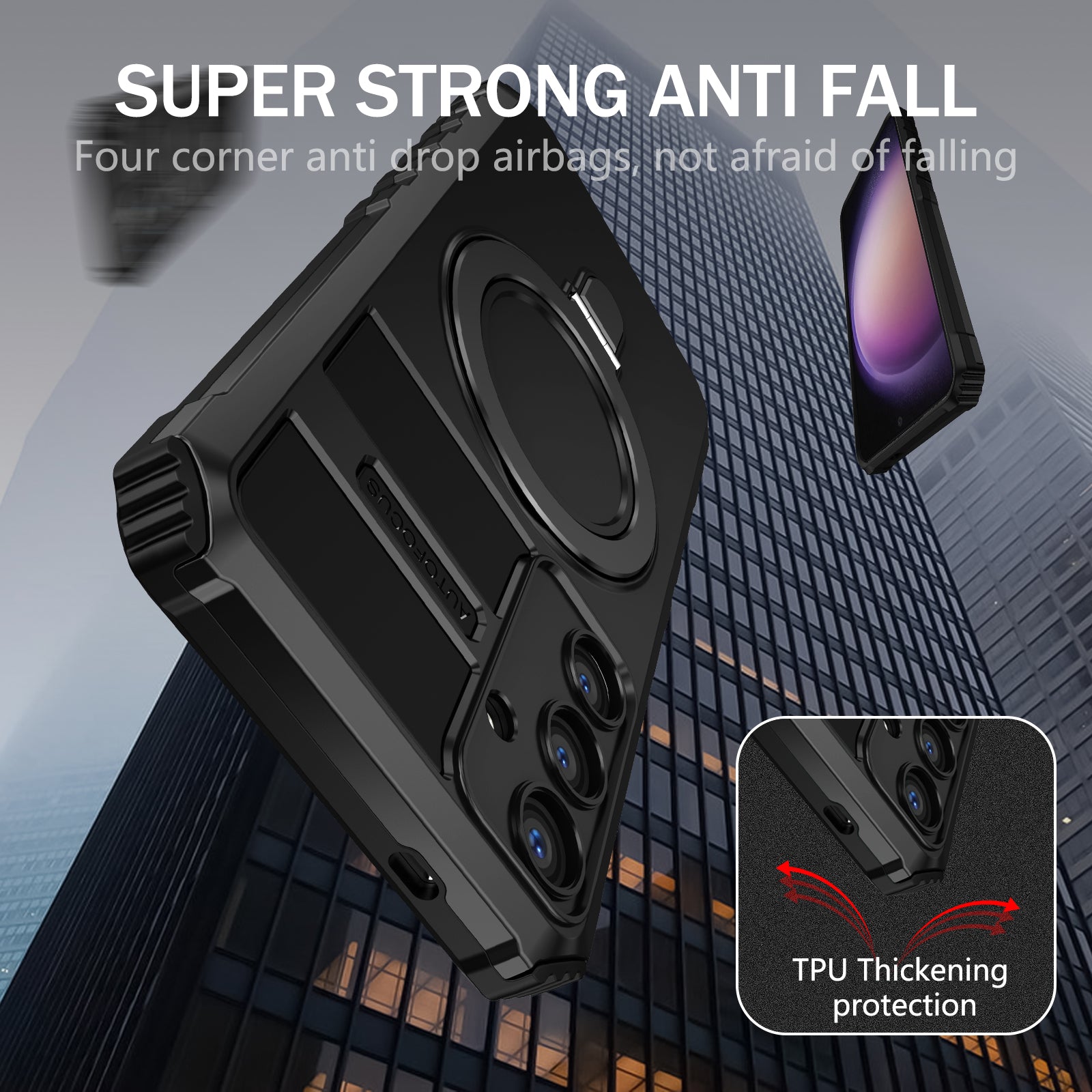 For Samsung Galaxy S24 Shockproof Case PC+TPU Kickstand Phone Case Compatible with MagSafe