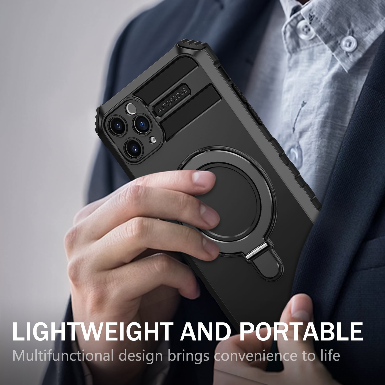 For iPhone 11 Pro Max Case Kickstand PC+TPU Phone Cover Compatible with MagSafe