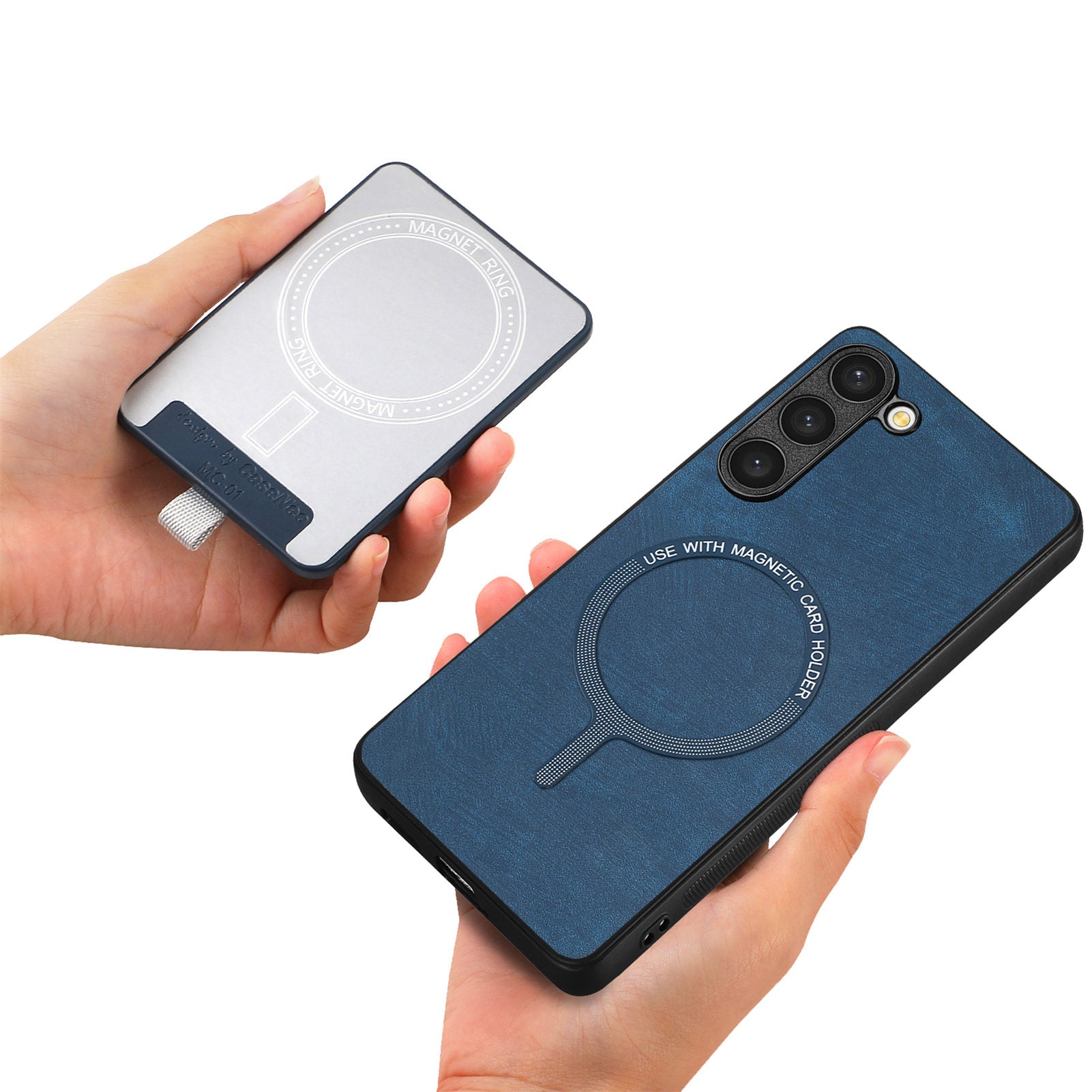 D7 For Samsung Galaxy S23+ Case Detachable Card Slot Magnetic Phone Cover with Kickstand