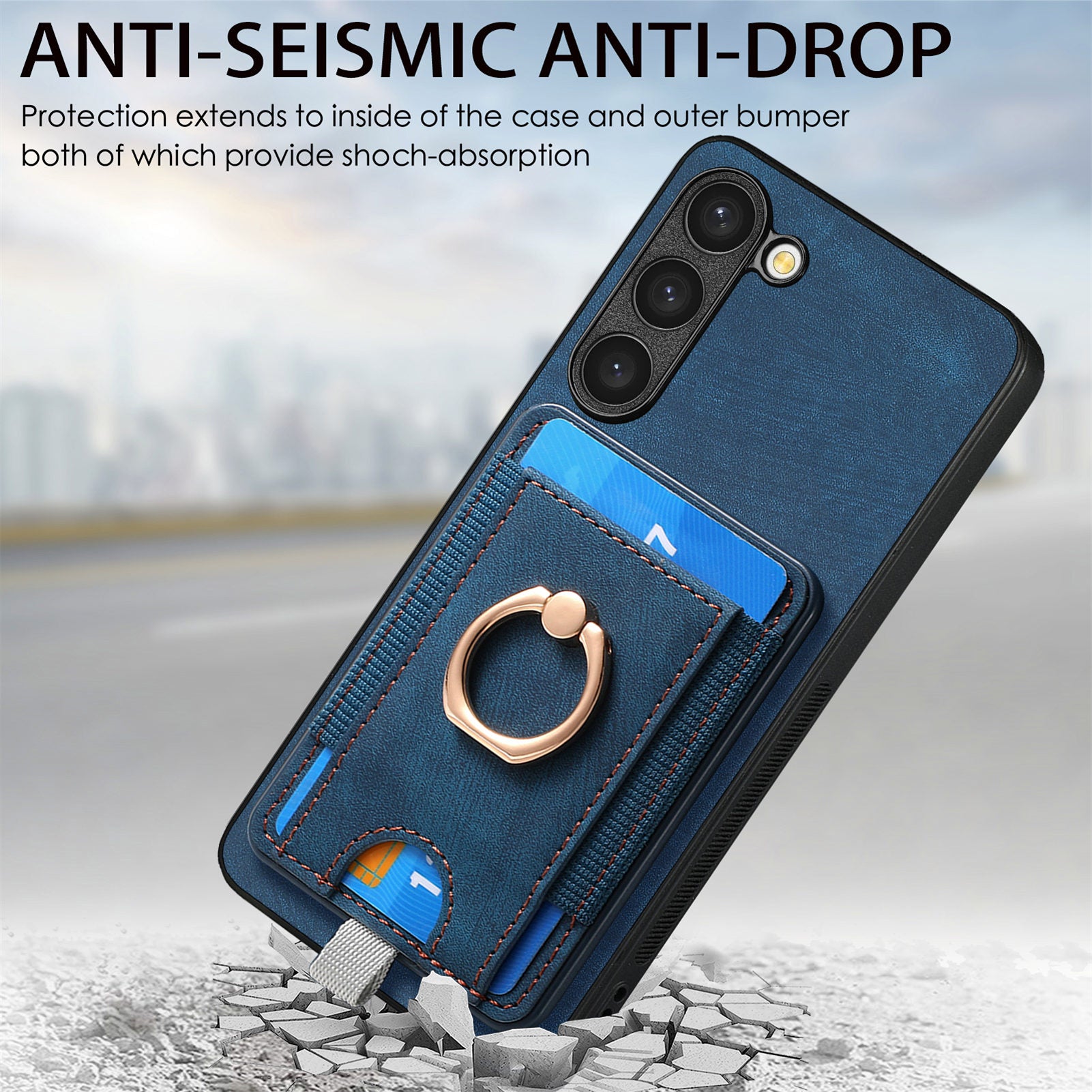 D7 For Samsung Galaxy S23+ Case Detachable Card Slot Magnetic Phone Cover with Kickstand