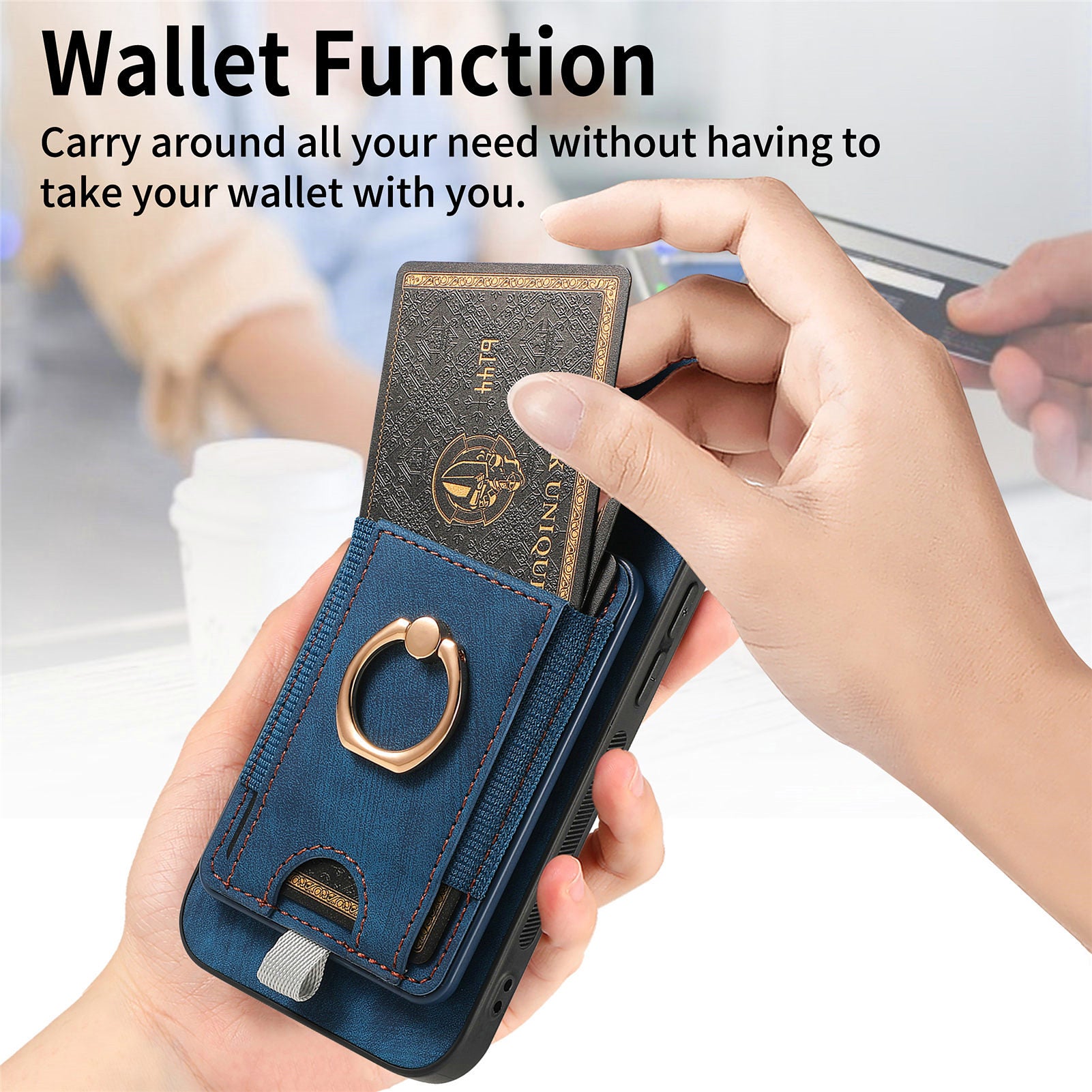 D7 For Samsung Galaxy S23+ Case Detachable Card Slot Magnetic Phone Cover with Kickstand