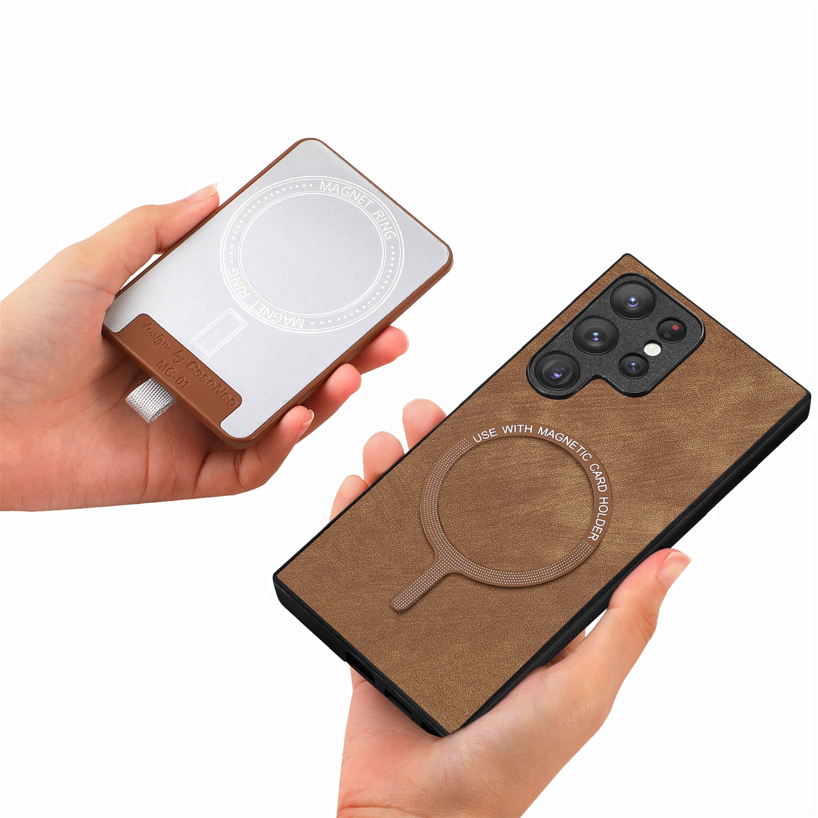 D7 For Samsung Galaxy S23 Ultra Case Magnetic Detachable 2-in-1 Card Holder Retro Phone Cover
