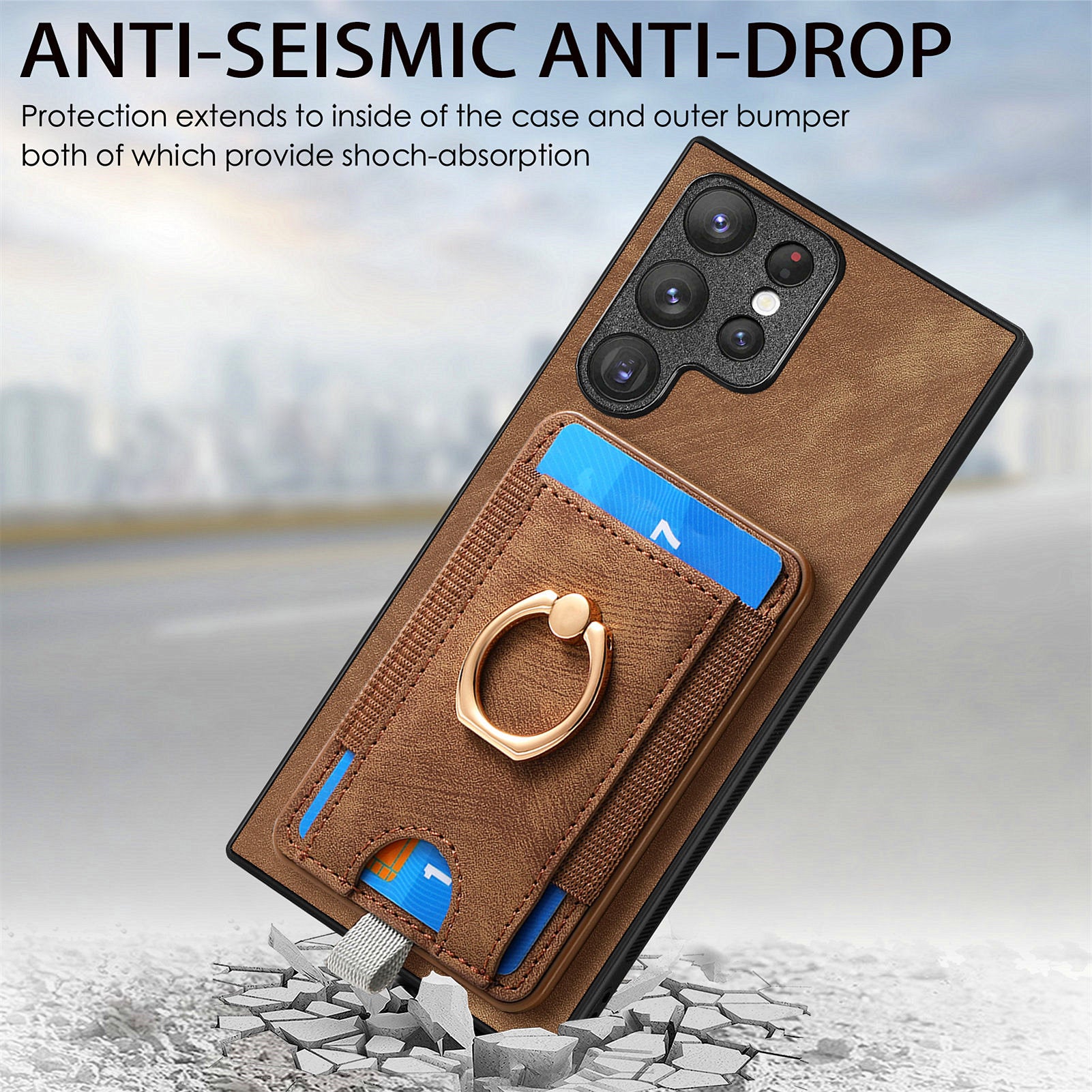 D7 For Samsung Galaxy S23 Ultra Case Magnetic Detachable 2-in-1 Card Holder Retro Phone Cover