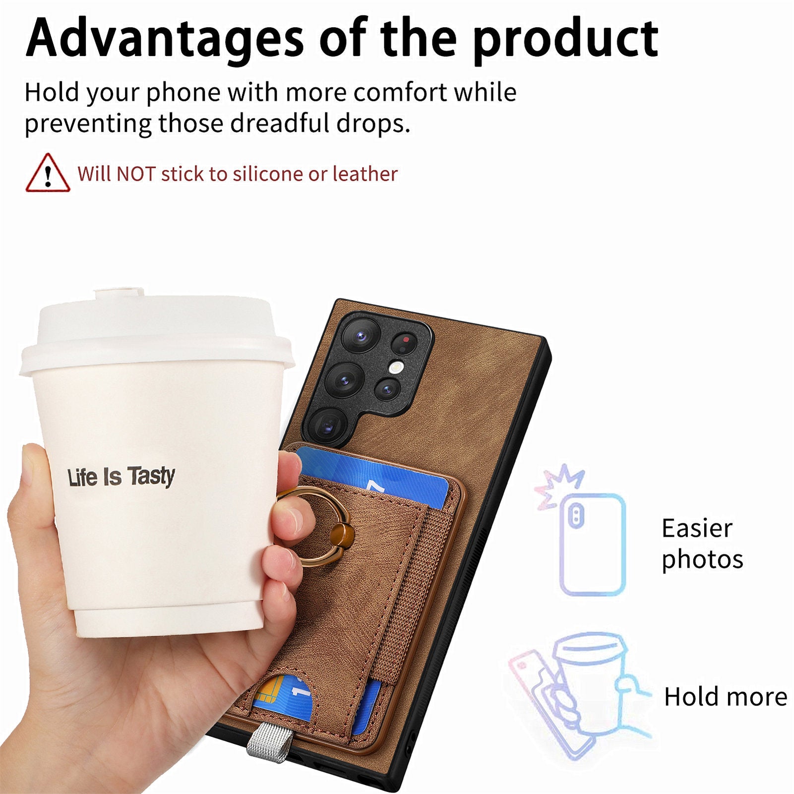 D7 For Samsung Galaxy S23 Ultra Case Magnetic Detachable 2-in-1 Card Holder Retro Phone Cover