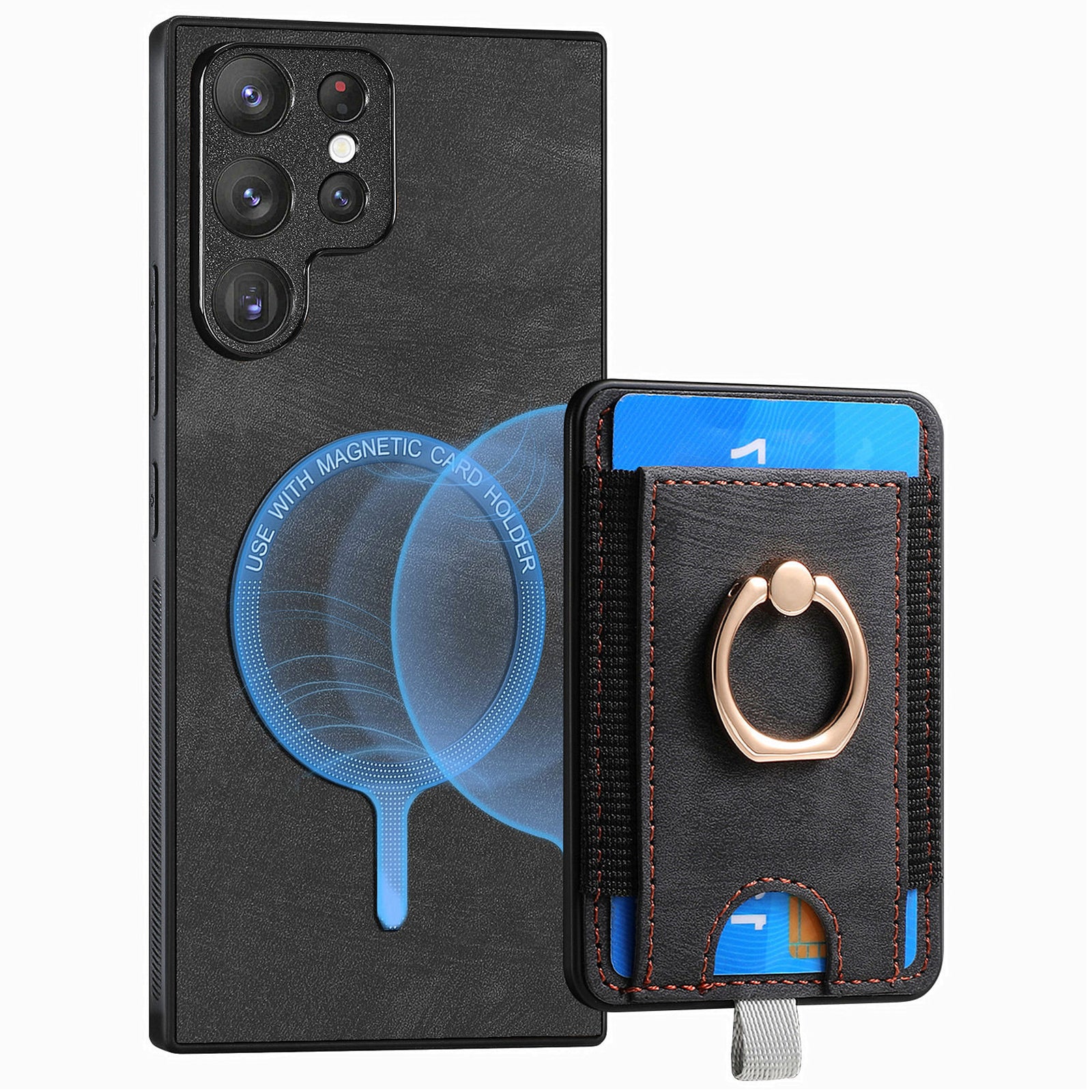 D7 For Samsung Galaxy S23 Ultra Case Magnetic Detachable 2-in-1 Card Holder Retro Phone Cover