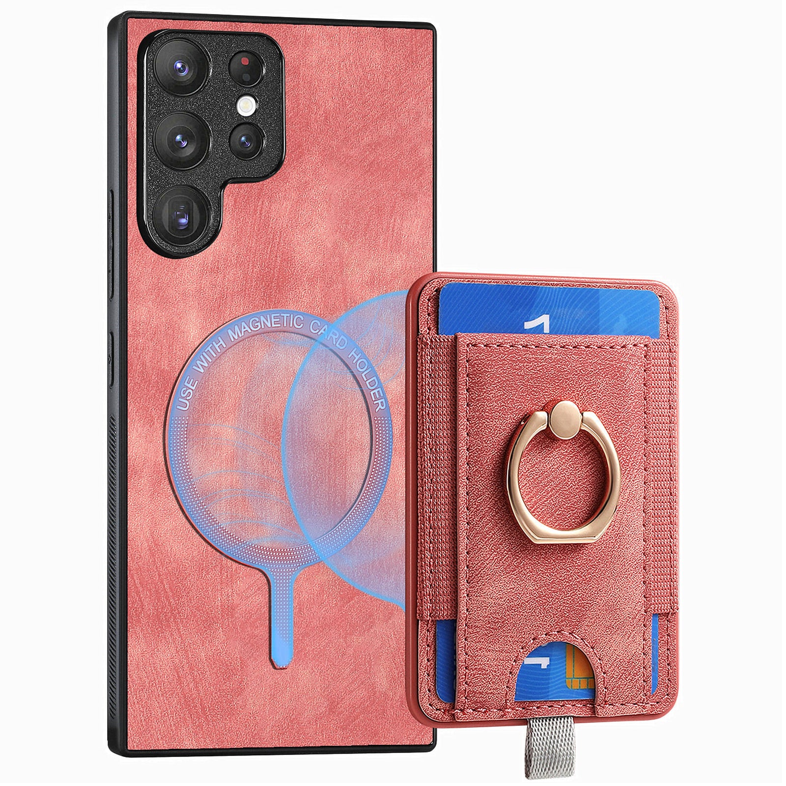 D7 For Samsung Galaxy S23 Ultra Case Magnetic Detachable 2-in-1 Card Holder Retro Phone Cover