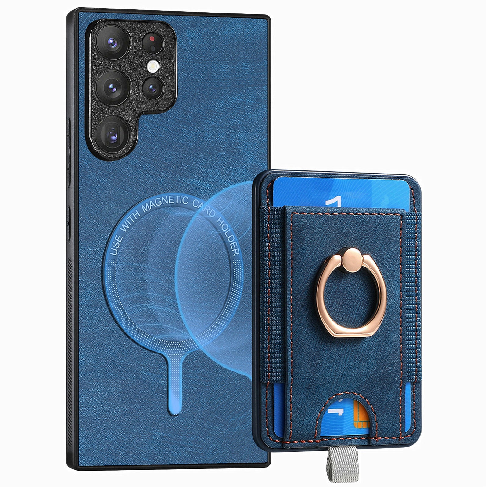 D7 For Samsung Galaxy S23 Ultra Case Magnetic Detachable 2-in-1 Card Holder Retro Phone Cover