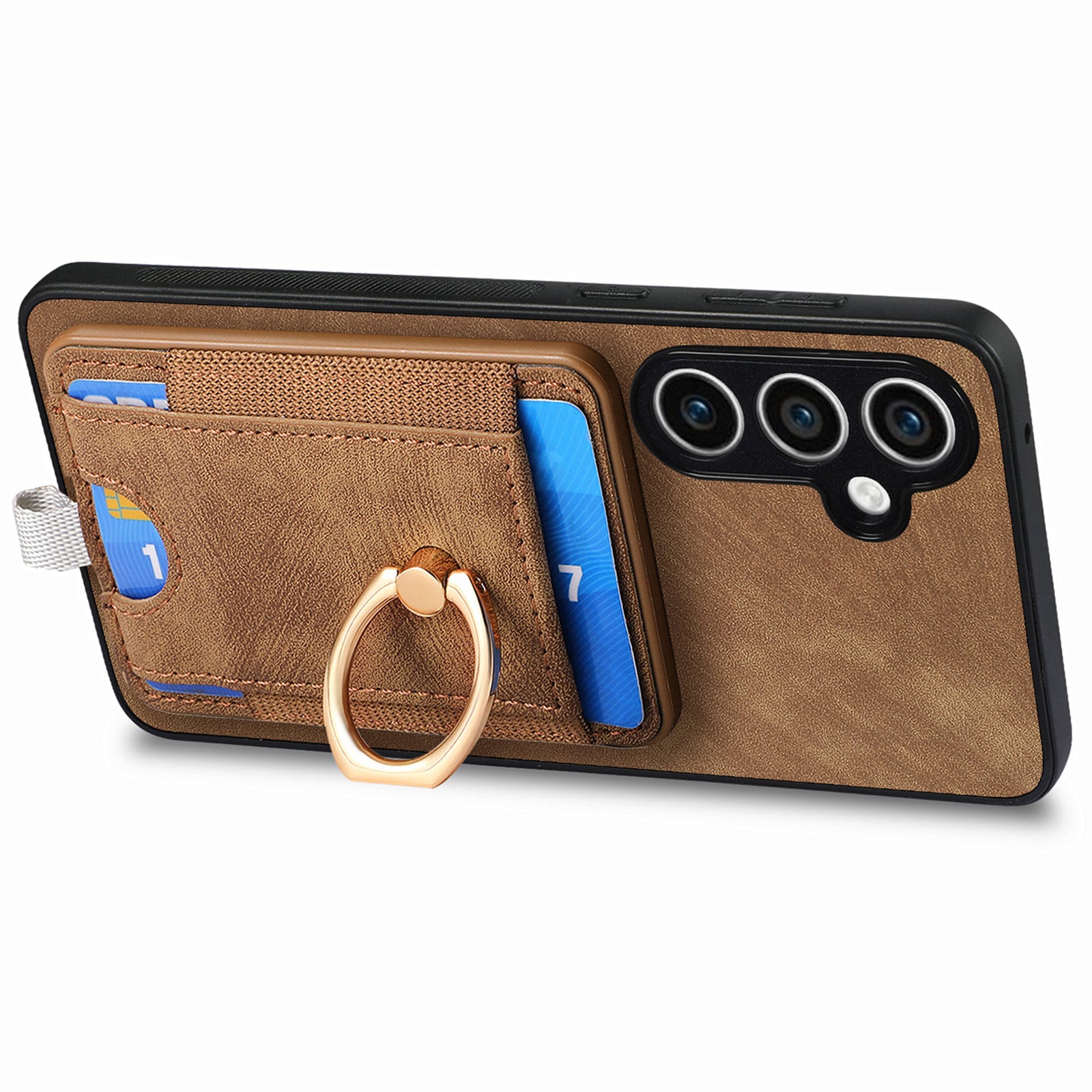 D7 For Samsung Galaxy S23 FE Case Leather+TPU Phone Cover with Kickstand Detachable Card Slot