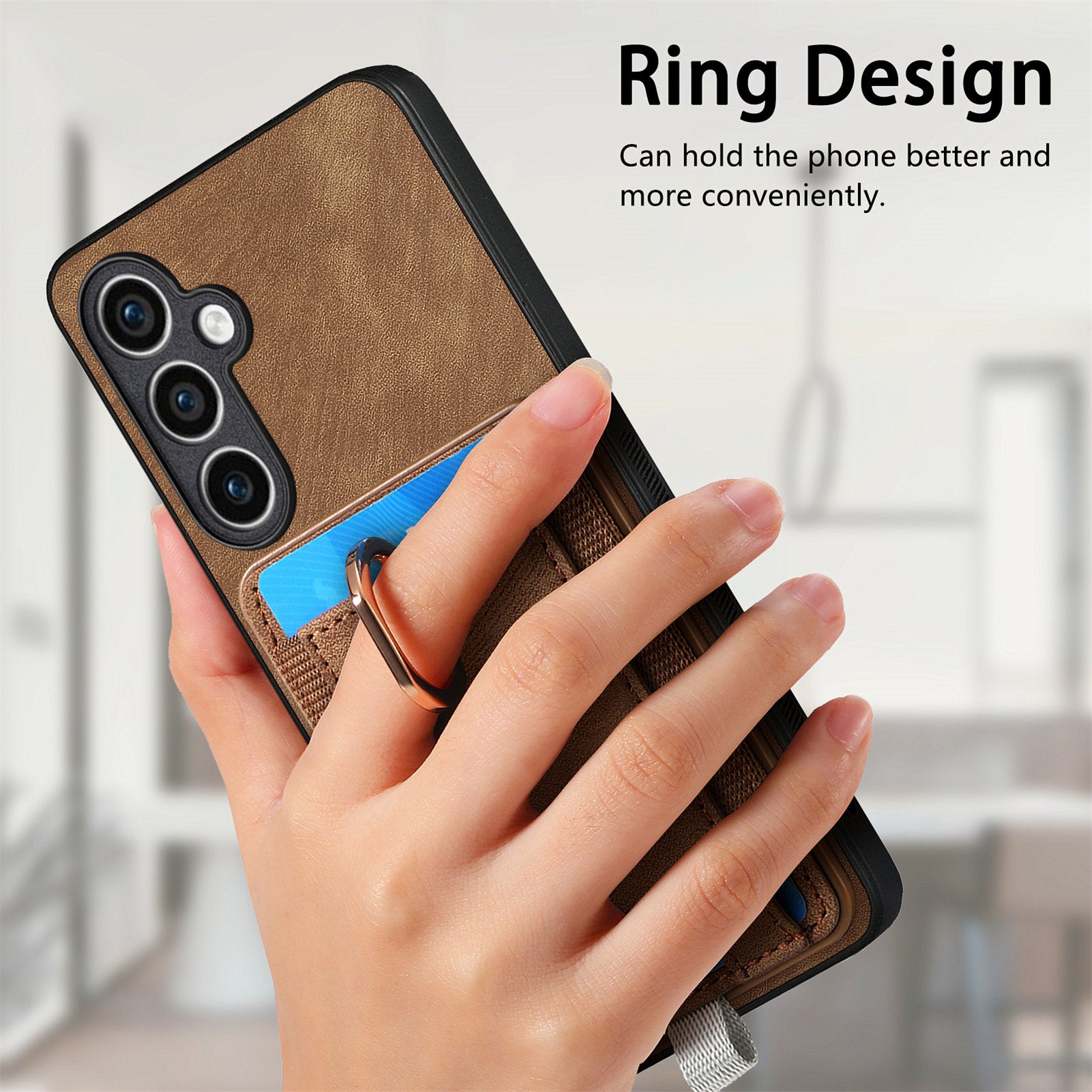 D7 For Samsung Galaxy S23 FE Case Leather+TPU Phone Cover with Kickstand Detachable Card Slot