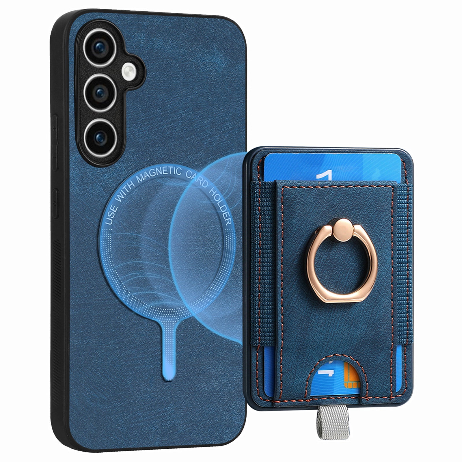 D7 For Samsung Galaxy S23 FE Case Leather+TPU Phone Cover with Kickstand Detachable Card Slot