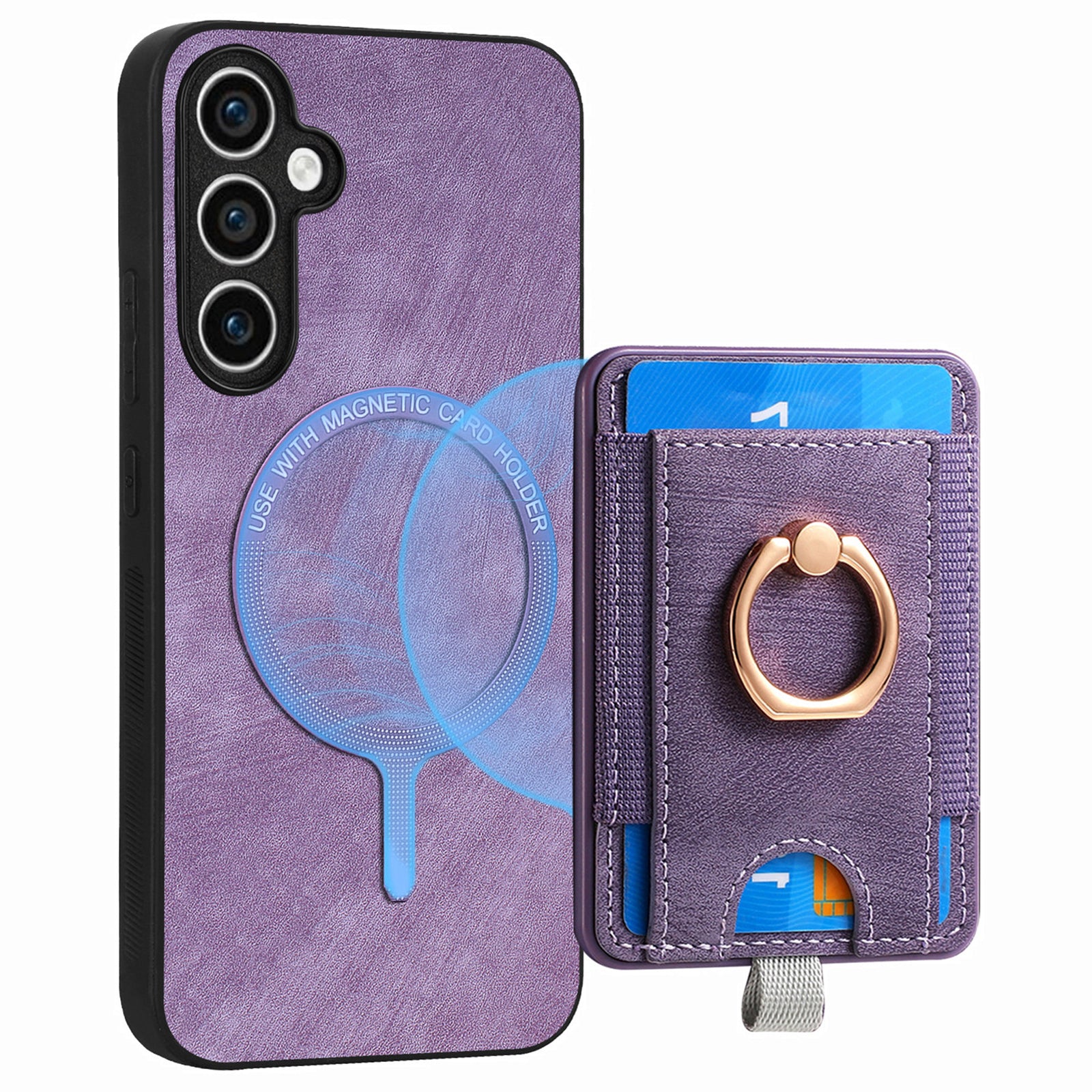 D7 For Samsung Galaxy S23 FE Case Leather+TPU Phone Cover with Kickstand Detachable Card Slot