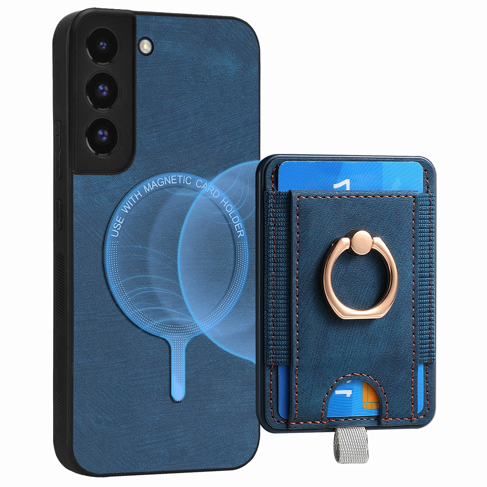 D7 For Samsung Galaxy S22 5G Case Detachable Magnetic Card Slot Kickstand Phone Case