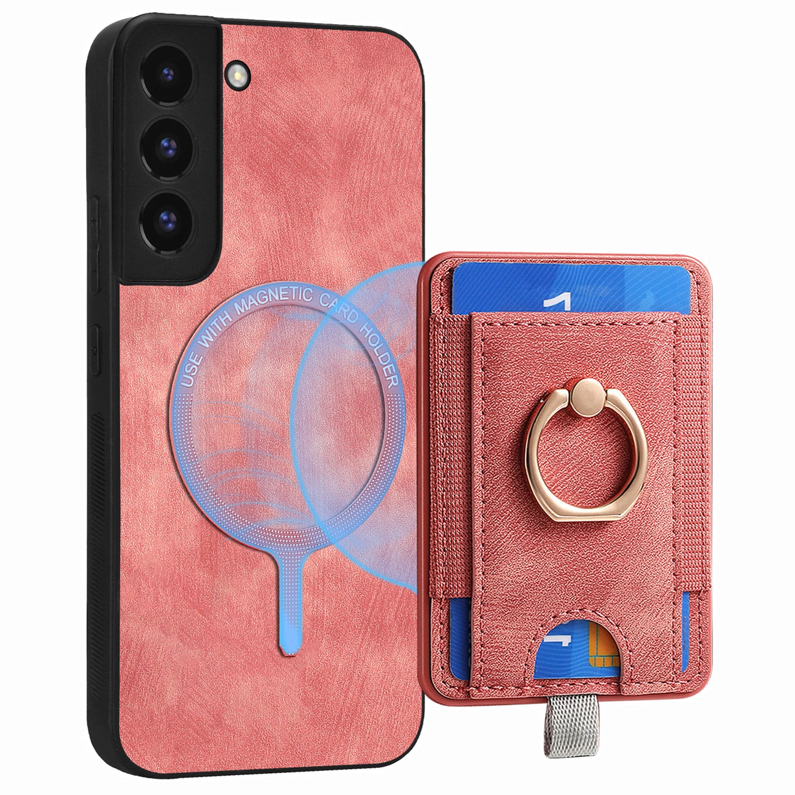 D7 For Samsung Galaxy S22 5G Case Detachable Magnetic Card Slot Kickstand Phone Case