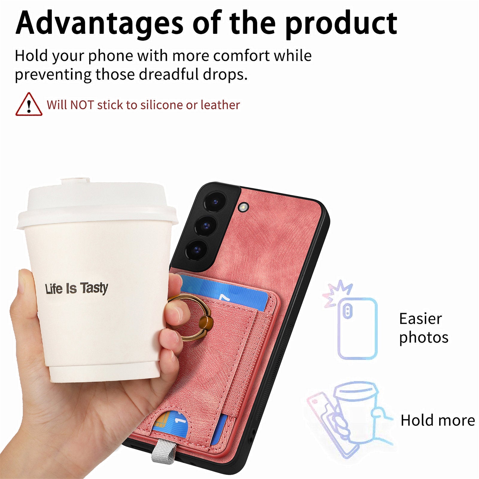 D7 For Samsung Galaxy S22+ 5G Case Detachable 2-in-1 Card Holder Kickstand Phone Cover