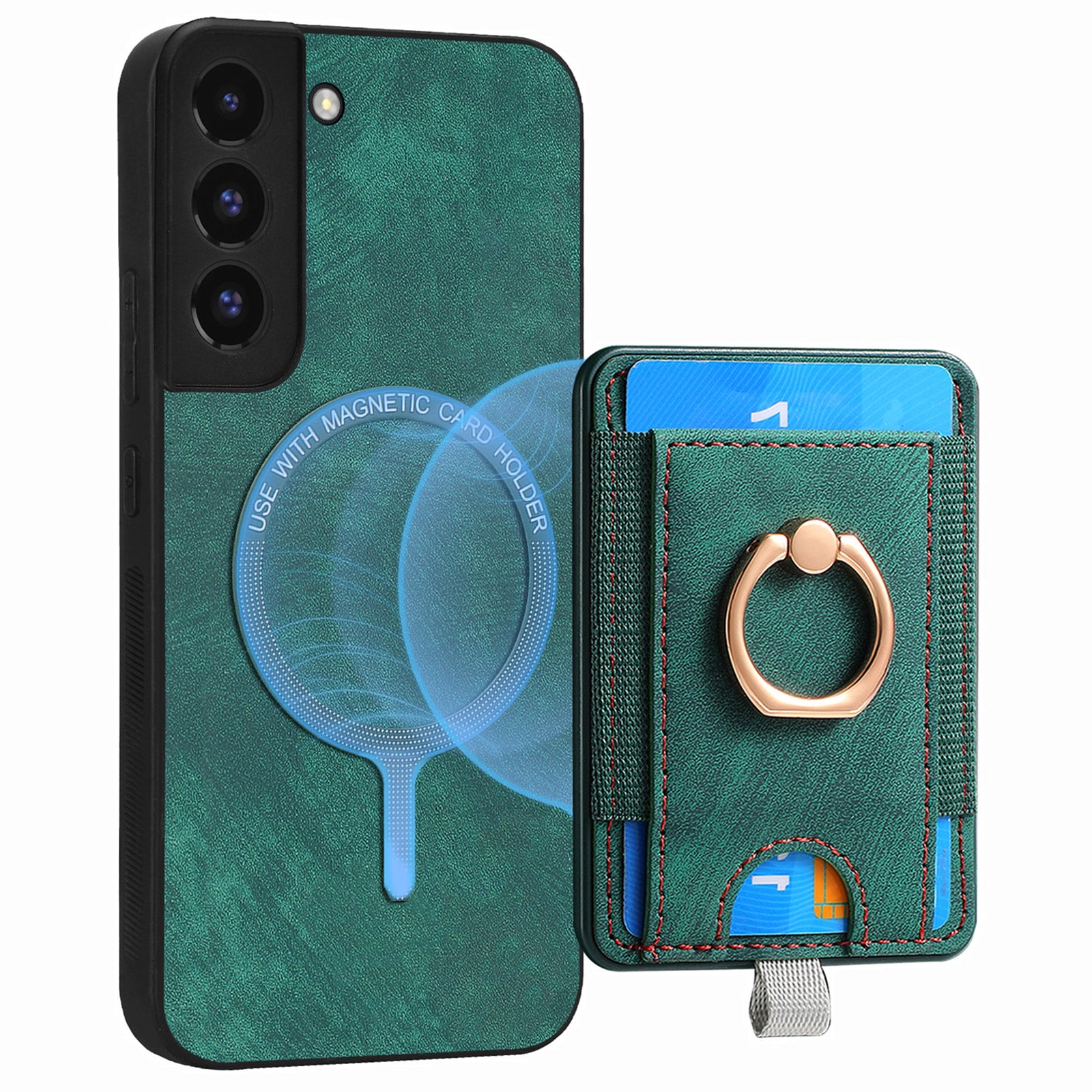 D7 For Samsung Galaxy S22+ 5G Case Detachable 2-in-1 Card Holder Kickstand Phone Cover