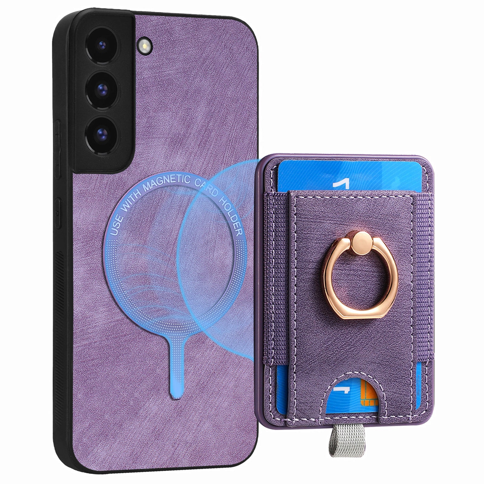 D7 For Samsung Galaxy S22+ 5G Case Detachable 2-in-1 Card Holder Kickstand Phone Cover