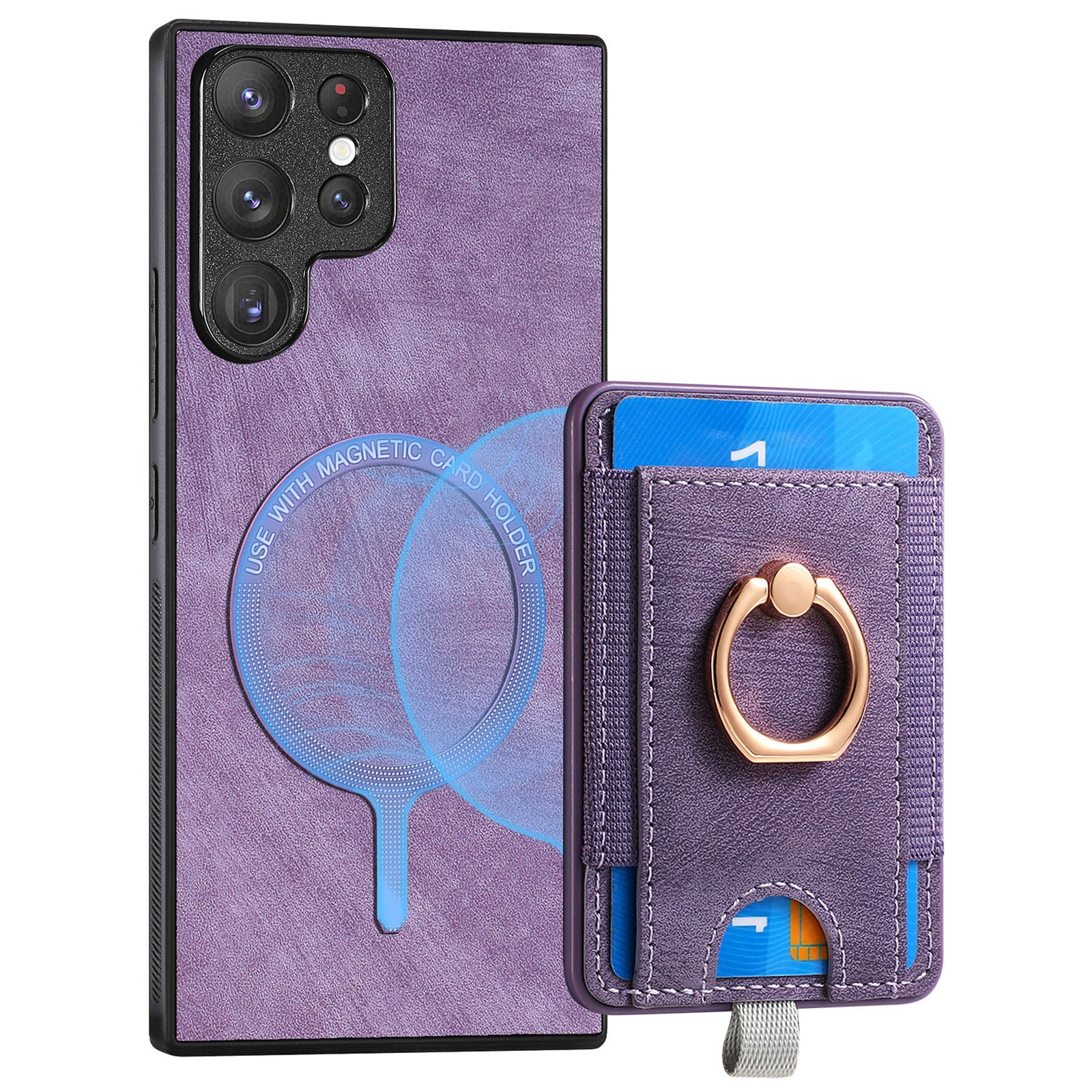 D7 For Samsung Galaxy S22 Ultra 5G Kickstand Case Detachable Magnetic Phone Cover with Card Slot