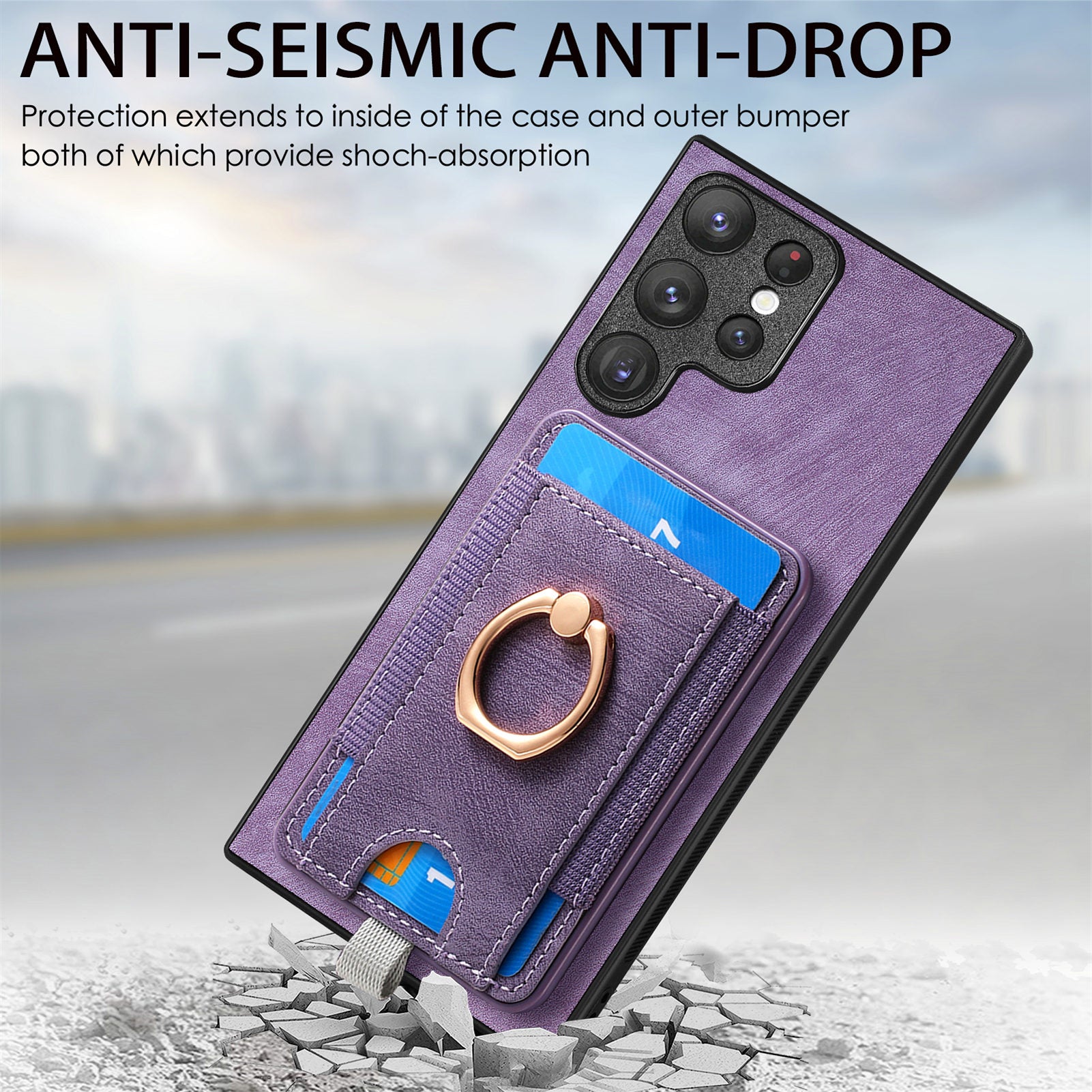 D7 For Samsung Galaxy S22 Ultra 5G Kickstand Case Detachable Magnetic Phone Cover with Card Slot