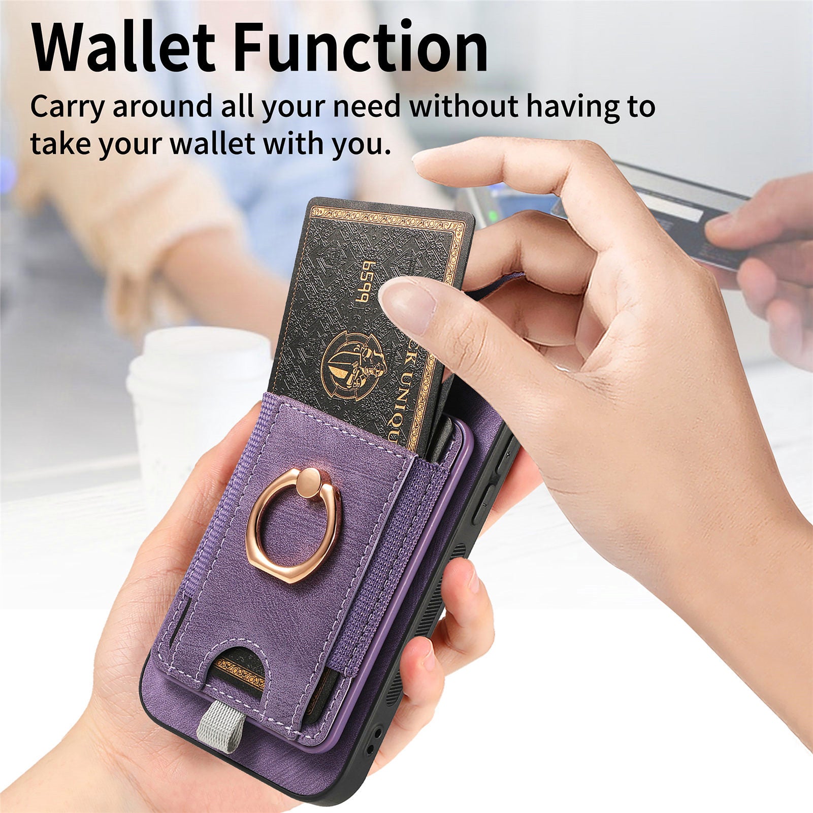 D7 For Samsung Galaxy S22 Ultra 5G Kickstand Case Detachable Magnetic Phone Cover with Card Slot