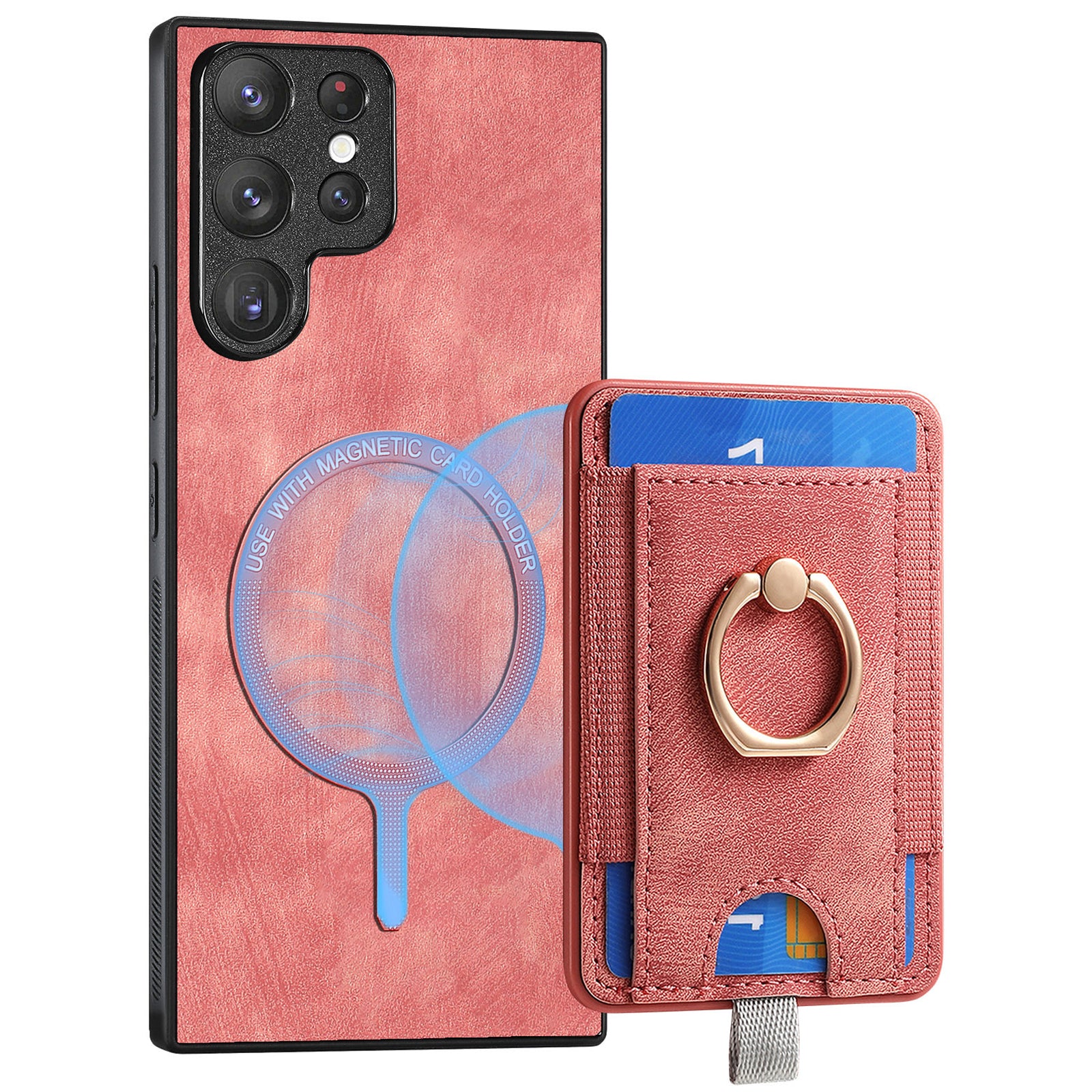 D7 For Samsung Galaxy S22 Ultra 5G Kickstand Case Detachable Magnetic Phone Cover with Card Slot