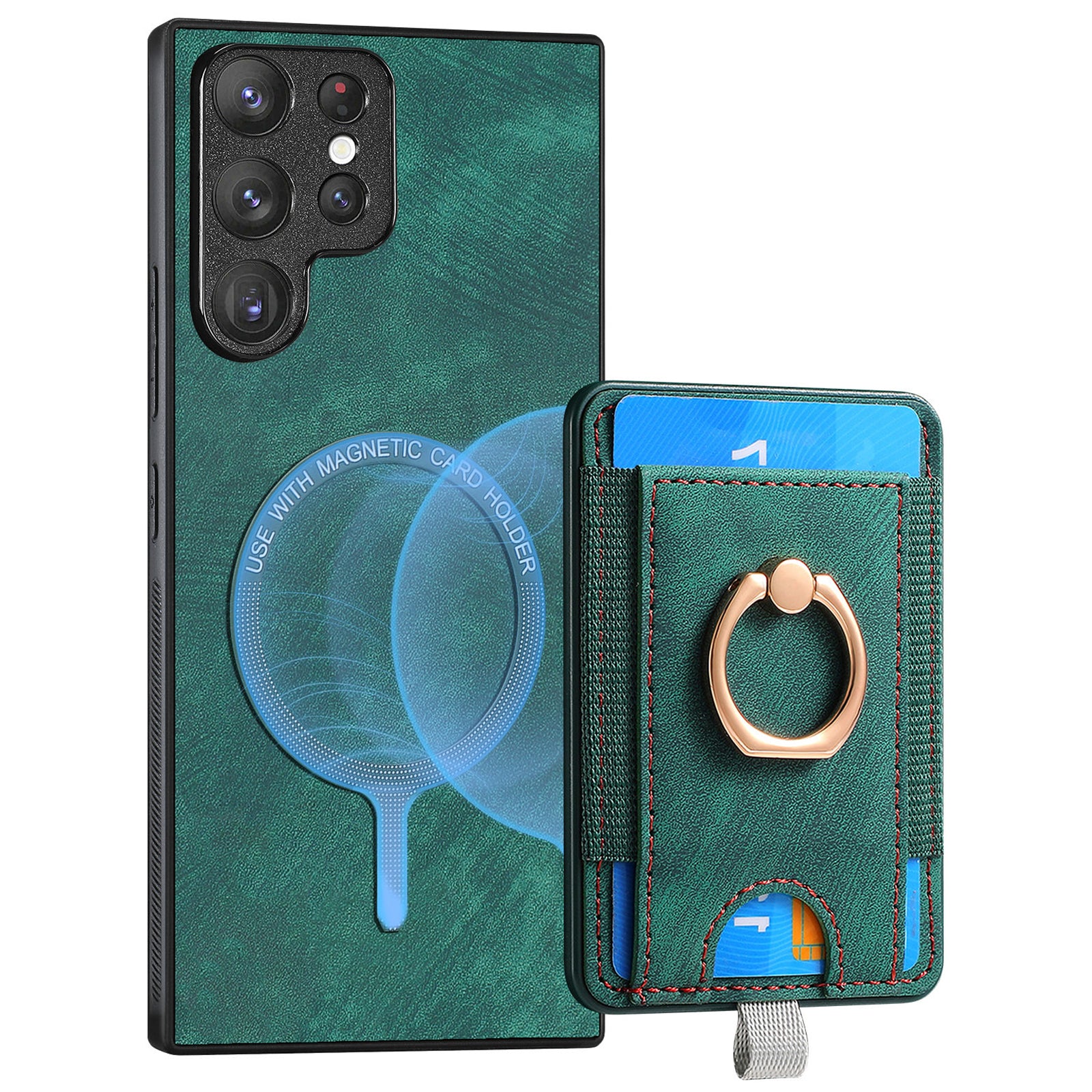 D7 For Samsung Galaxy S22 Ultra 5G Kickstand Case Detachable Magnetic Phone Cover with Card Slot