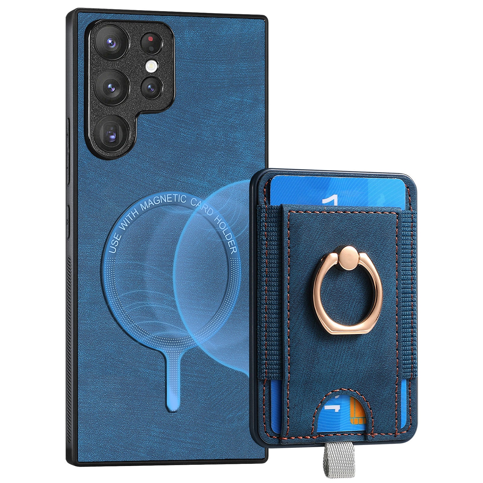 D7 For Samsung Galaxy S22 Ultra 5G Kickstand Case Detachable Magnetic Phone Cover with Card Slot