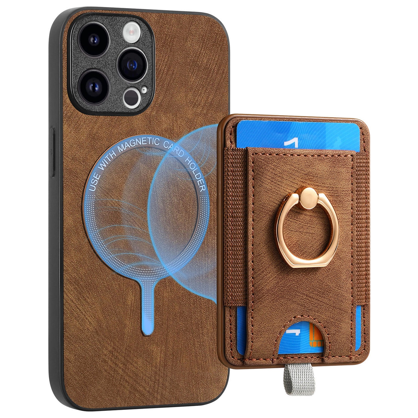 D7 For iPhone 14 Pro Max Kickstand Case PU Leather Coated TPU Cover Detachable Card Slot