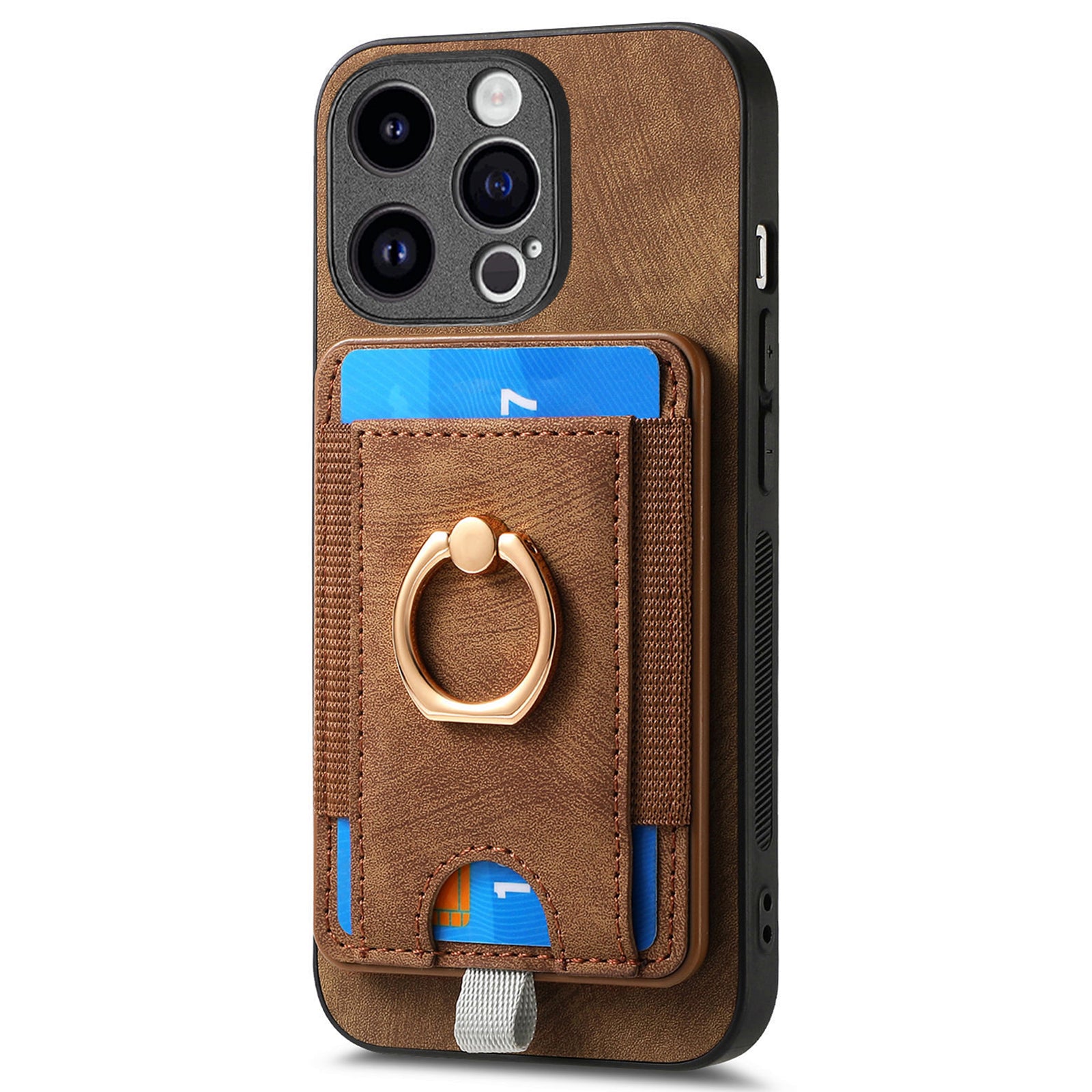 D7 For iPhone 14 Pro Max Kickstand Case PU Leather Coated TPU Cover Detachable Card Slot