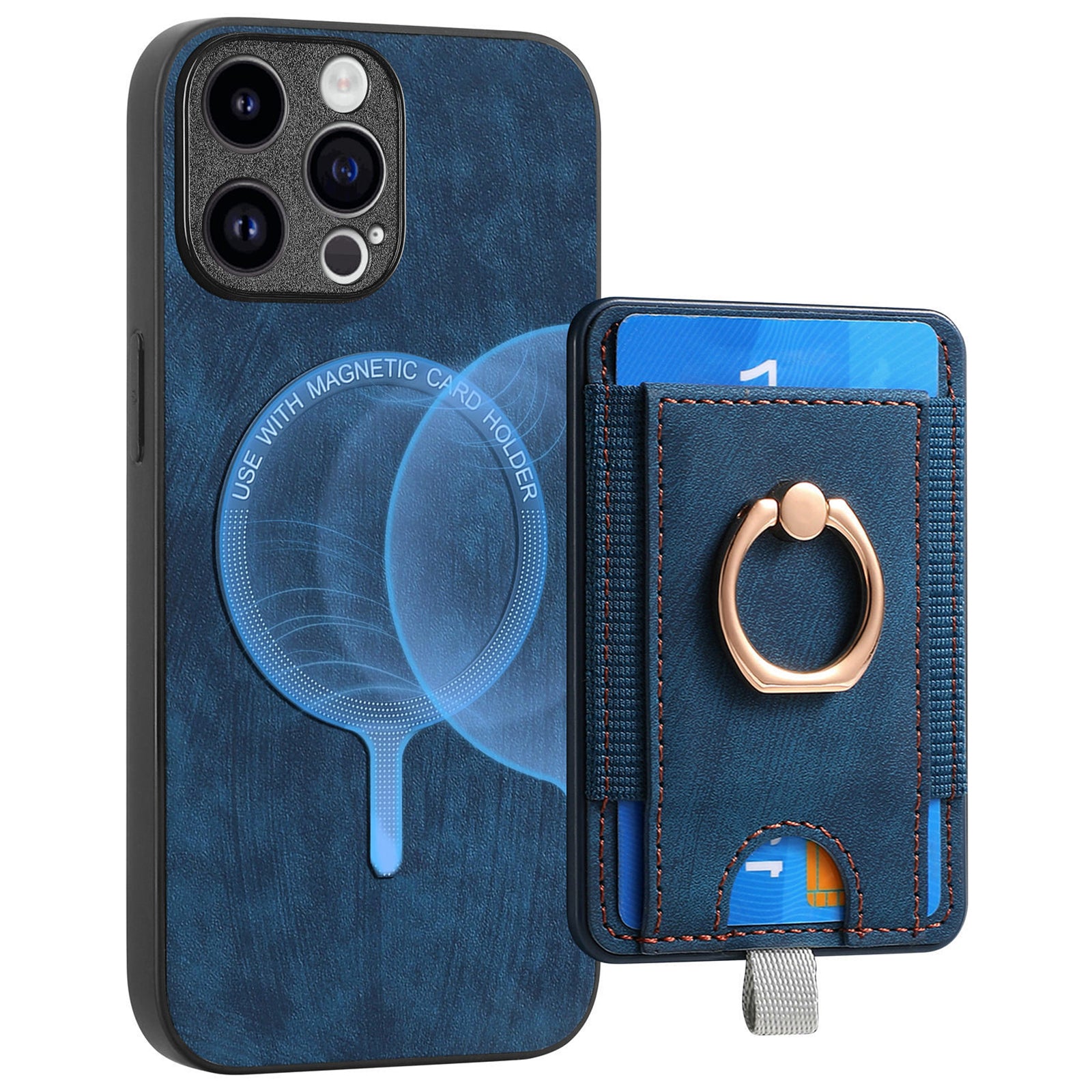 D7 For iPhone 14 Pro Max Kickstand Case PU Leather Coated TPU Cover Detachable Card Slot