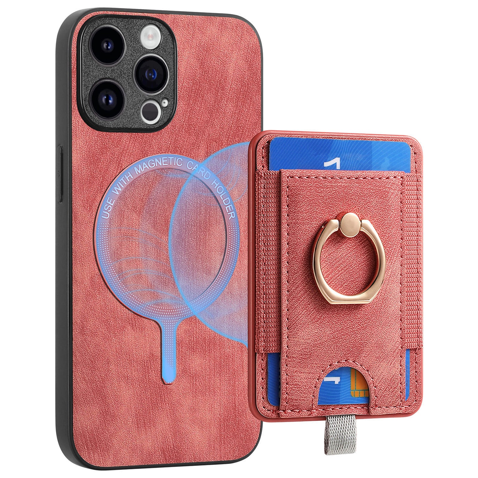 D7 For iPhone 14 Pro Max Kickstand Case PU Leather Coated TPU Cover Detachable Card Slot