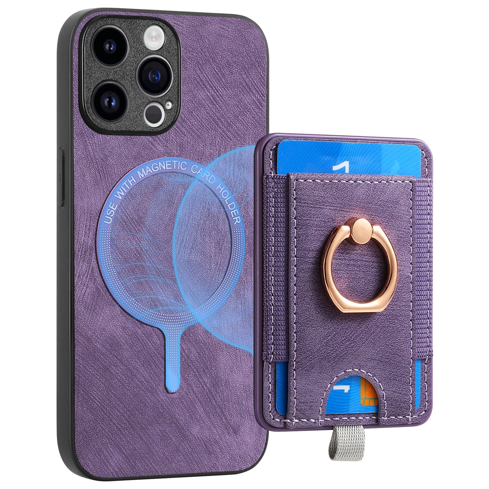 D7 For iPhone 14 Pro Max Kickstand Case PU Leather Coated TPU Cover Detachable Card Slot